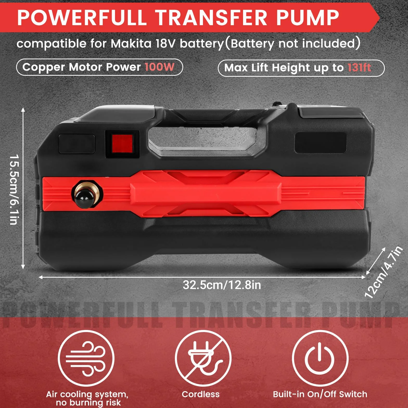 Pompa wodna kompatybilna z akumulatorem Makita 18 V, elektryczna pompa ogrodowa, bezprzewodowa, przenośna, samozasysająca pompa do ogrodu, basenu, stawu, akwariów (tylko narzędzie, bez baterii