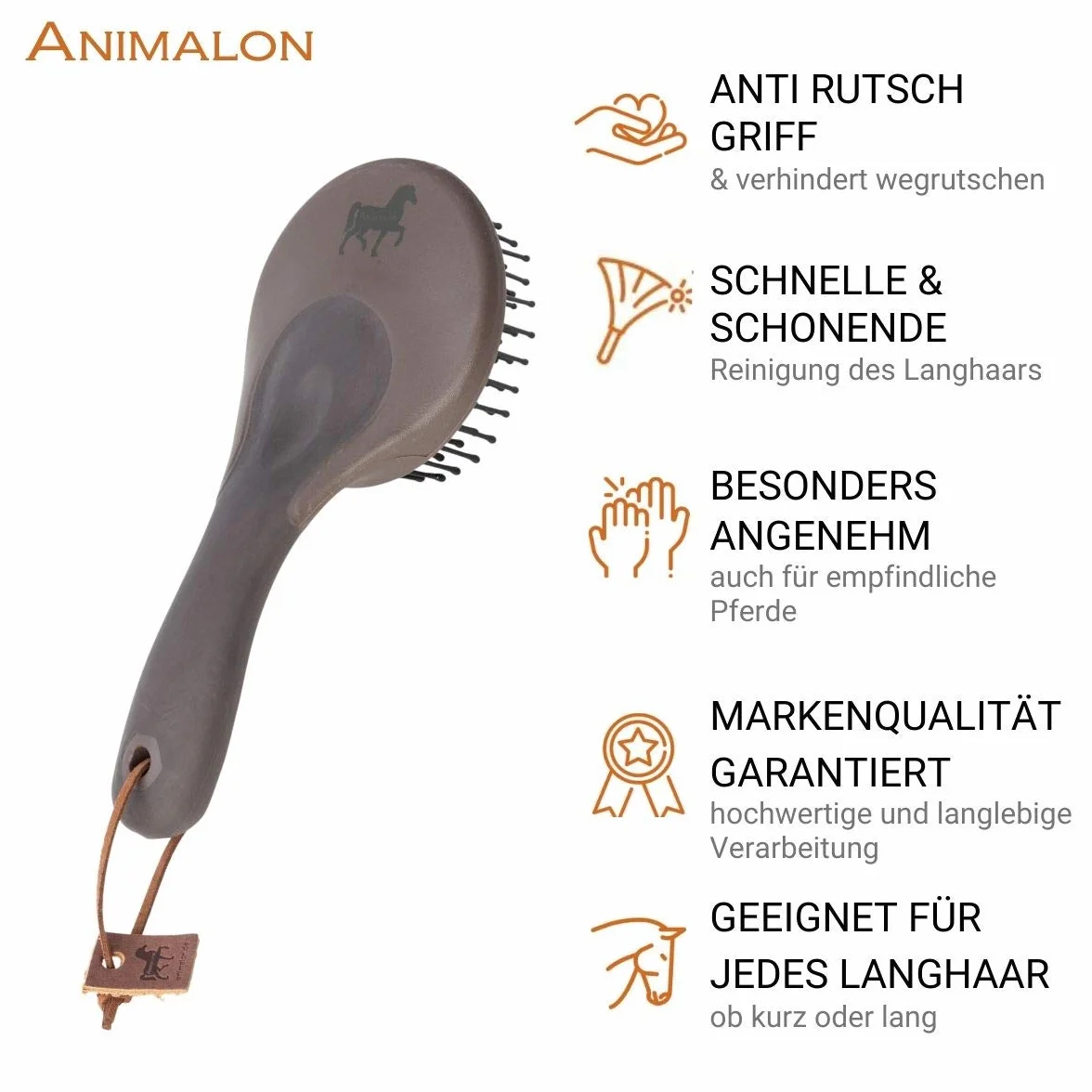 Animalon szczotka do grzywy i ogona dla koni | grzebień do grzywy i ogona dla koni | szczotka do grzywy do czesania sierści konia | akcesoria do pielęgnacji koni (brązowy)