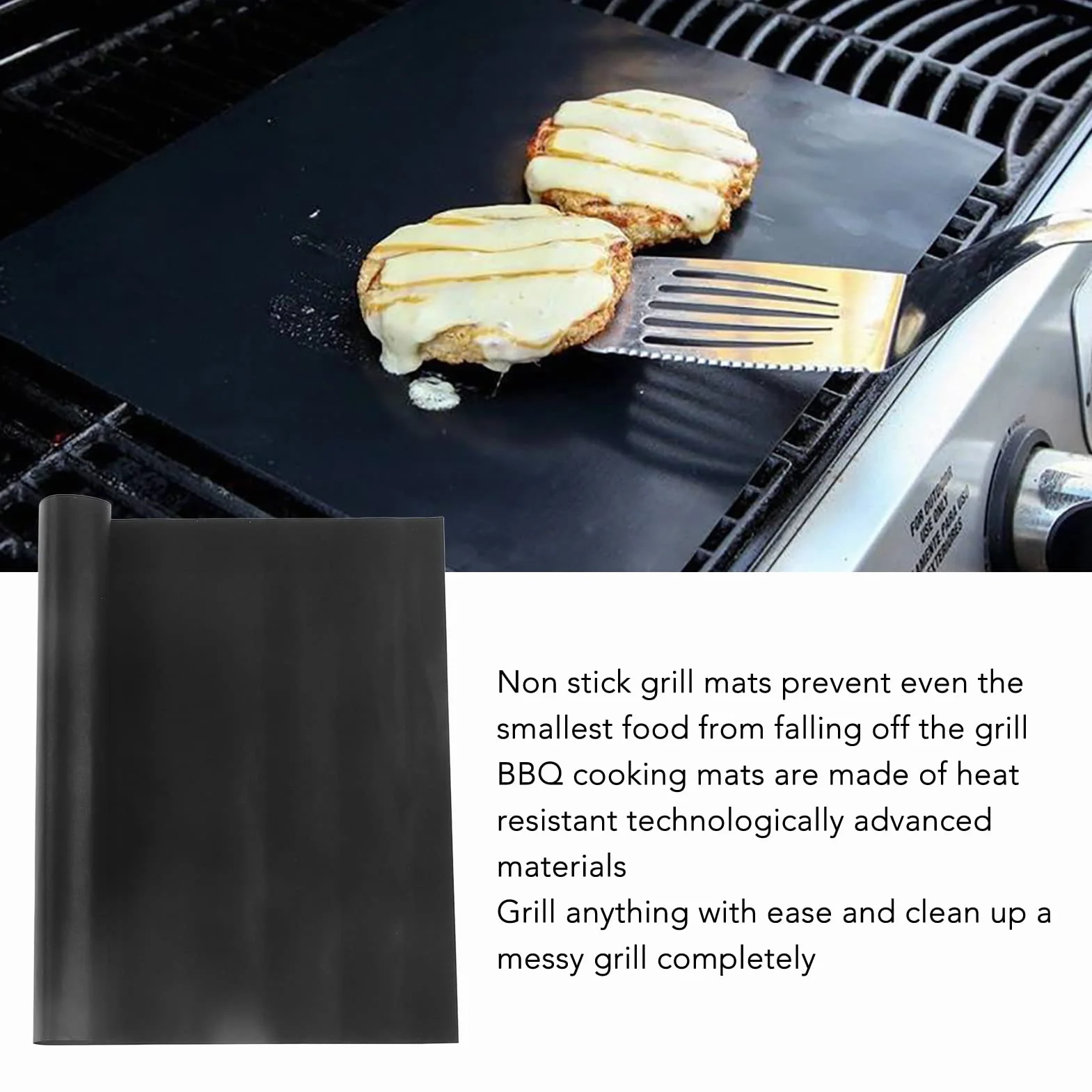 BBQ 5-częściowy zestaw mat do grillowania, nieprzywierające, do grilla gazowego, wielokrotnego użytku, do grilla na węgiel drzewny, grilla elektronicznego, piekarnika