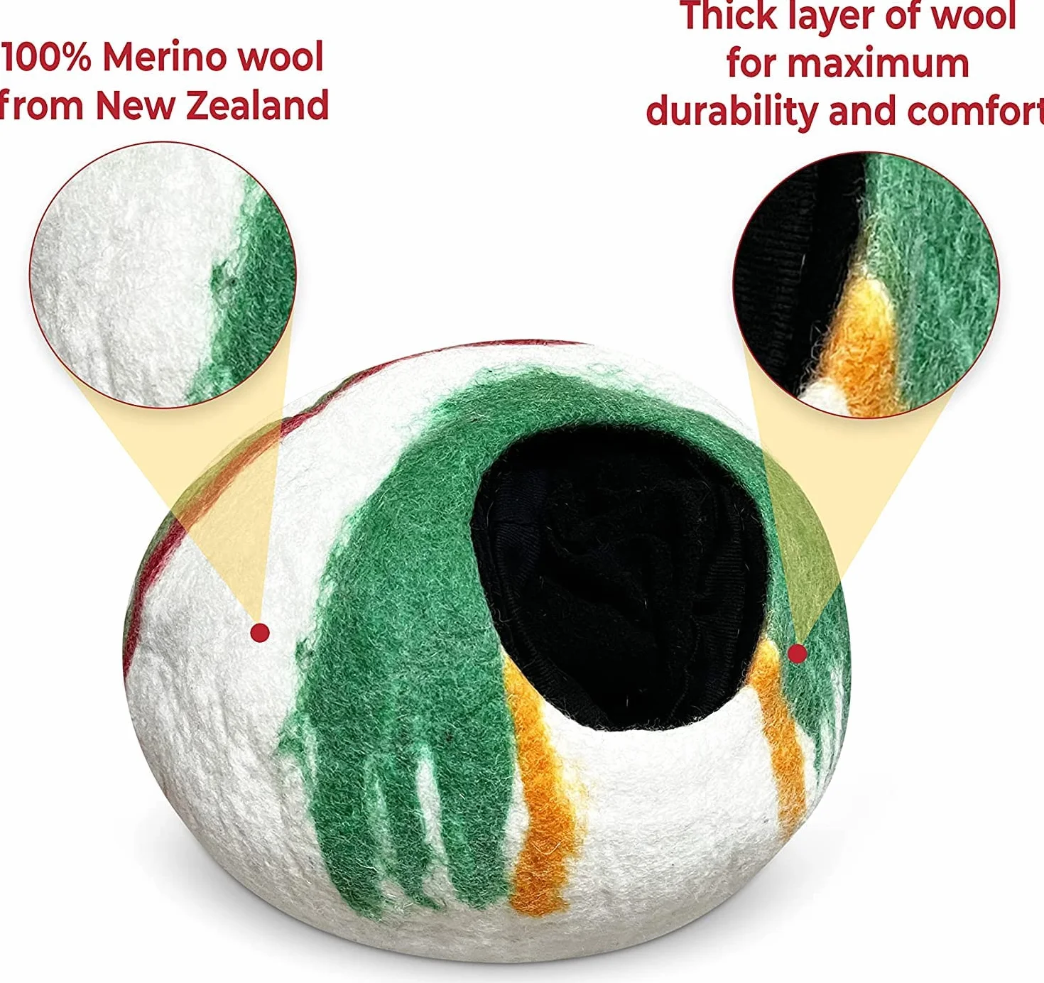 Woolygon wełniane legowisko dla kota 100% wełna merynosów filcowa jaskinia dla kotów