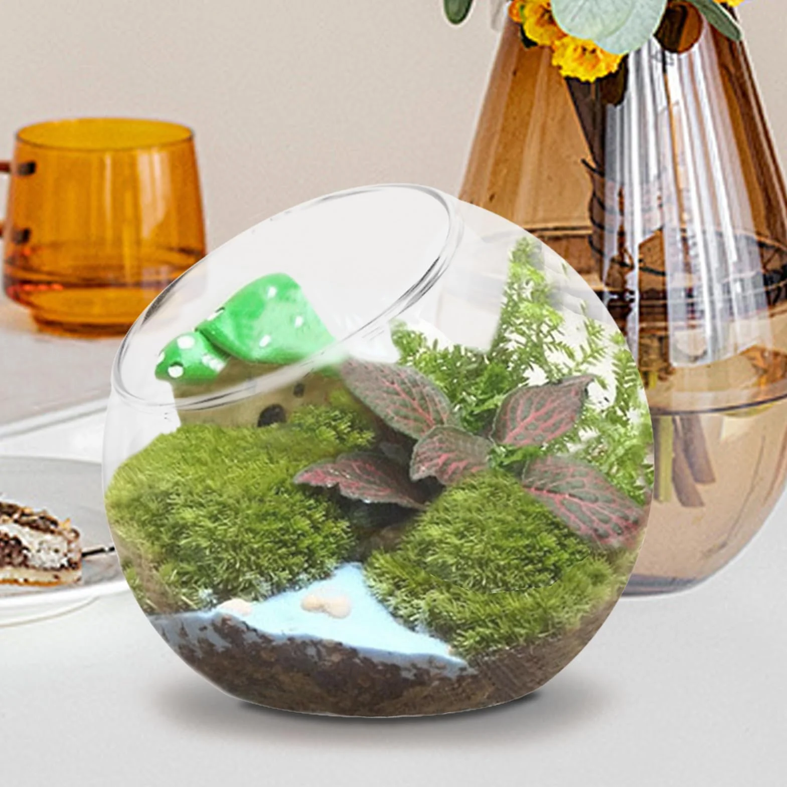 Uko?ne ci?te miski, szklany wazon doniczk?, dekoracyjny wazon z?ot? rybk?, przezroczyste terrarium, ryby, wazon w kszta?cie kuli, szklany wazon sto?owy w nowoczesnym wzornictwie