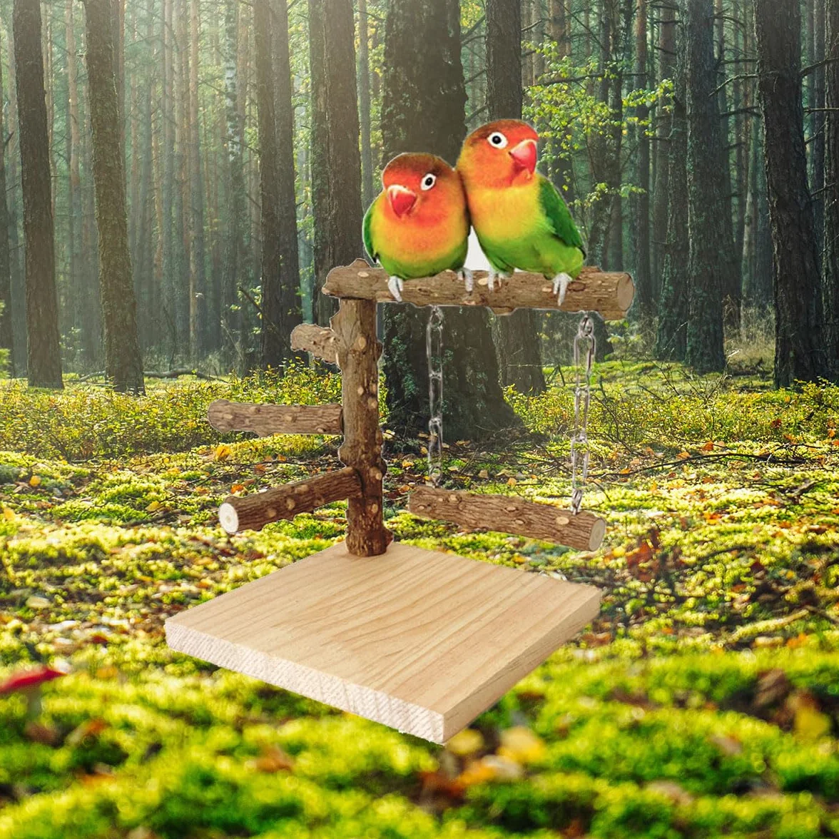 Drewniany plac zabaw dla ptaków, stojak dla papugi Helweet