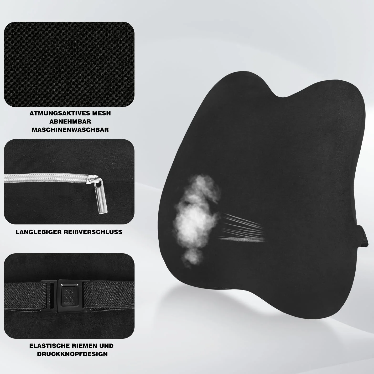 Poduszka lędźwiowa do samochodu, poduszka lędźwiowa krzesło biurowe z pianki pamięci, ergonomiczna poduszka na plecy, podparcie lędźwiowe do samochodu, biura, czarna