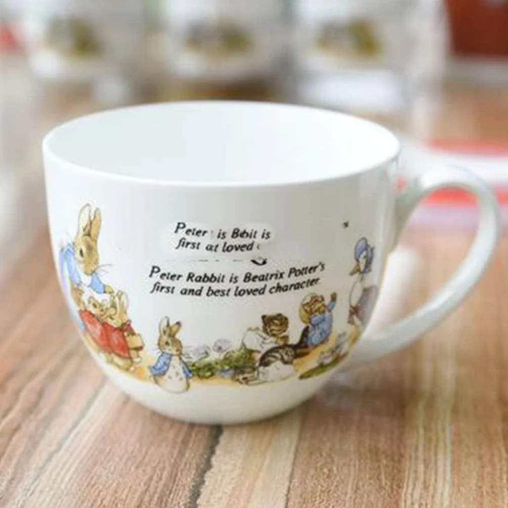 Kreskówka królik duży kubek kawy ceramiczny milka filiżanka porcelanowa filiżanka herbaty piękny (Color : D, Size : 700ML)