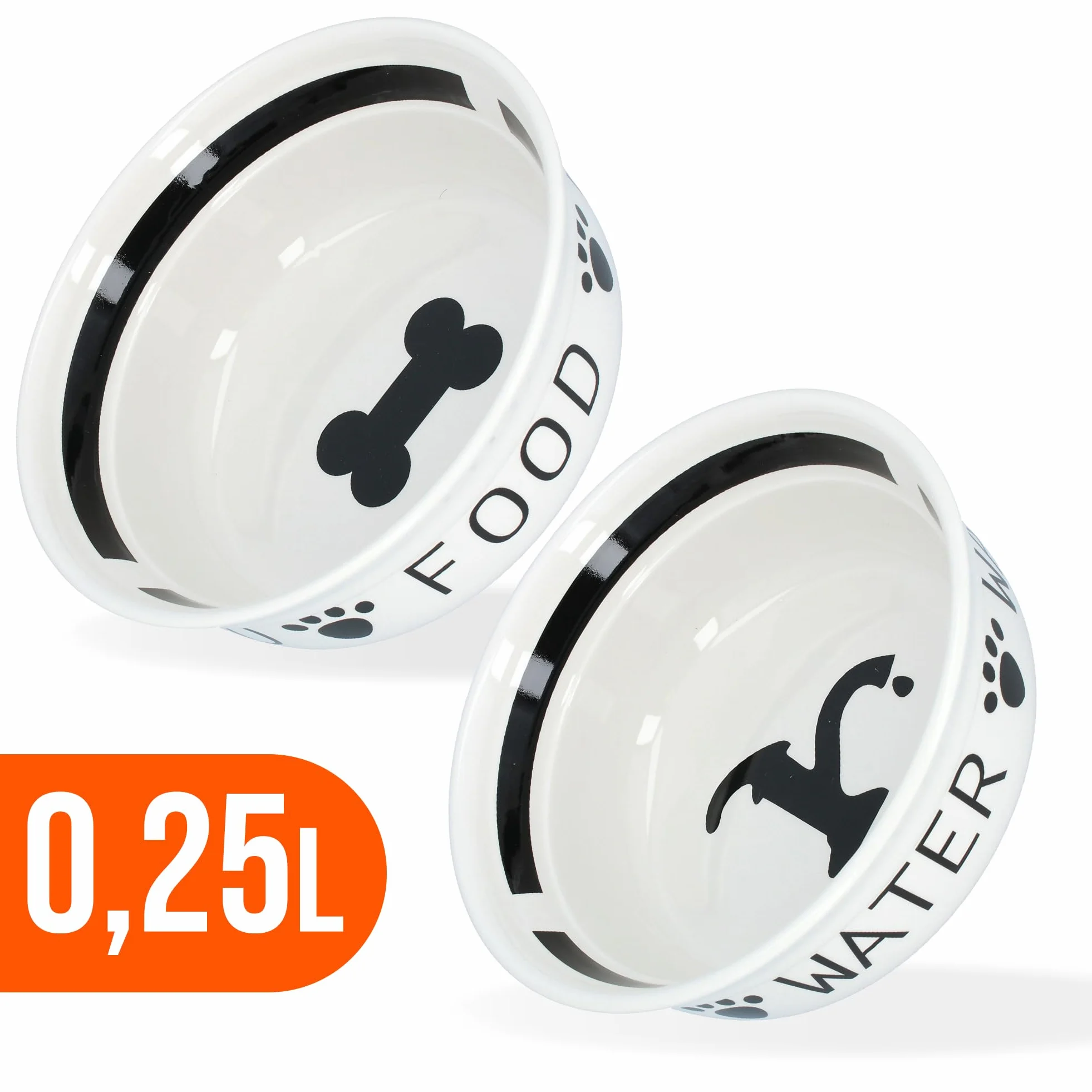 Miska Ceramiczna Podwójna 2 x 0,6 l dla Psa Kota Szczeniaka na Stojaku