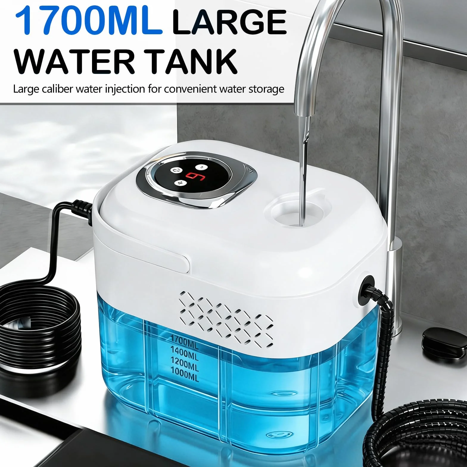 Myjka parowa, 6-stopniowa regulacja uchwytu, czas nagrzewania 15 sekund, zbiornik na wodę 1,7 l, 2500 W, urządzenie ręczne z 16 akcesoriami, do czyszczenia podłóg, kuchni, okien, łazienki, samochodów