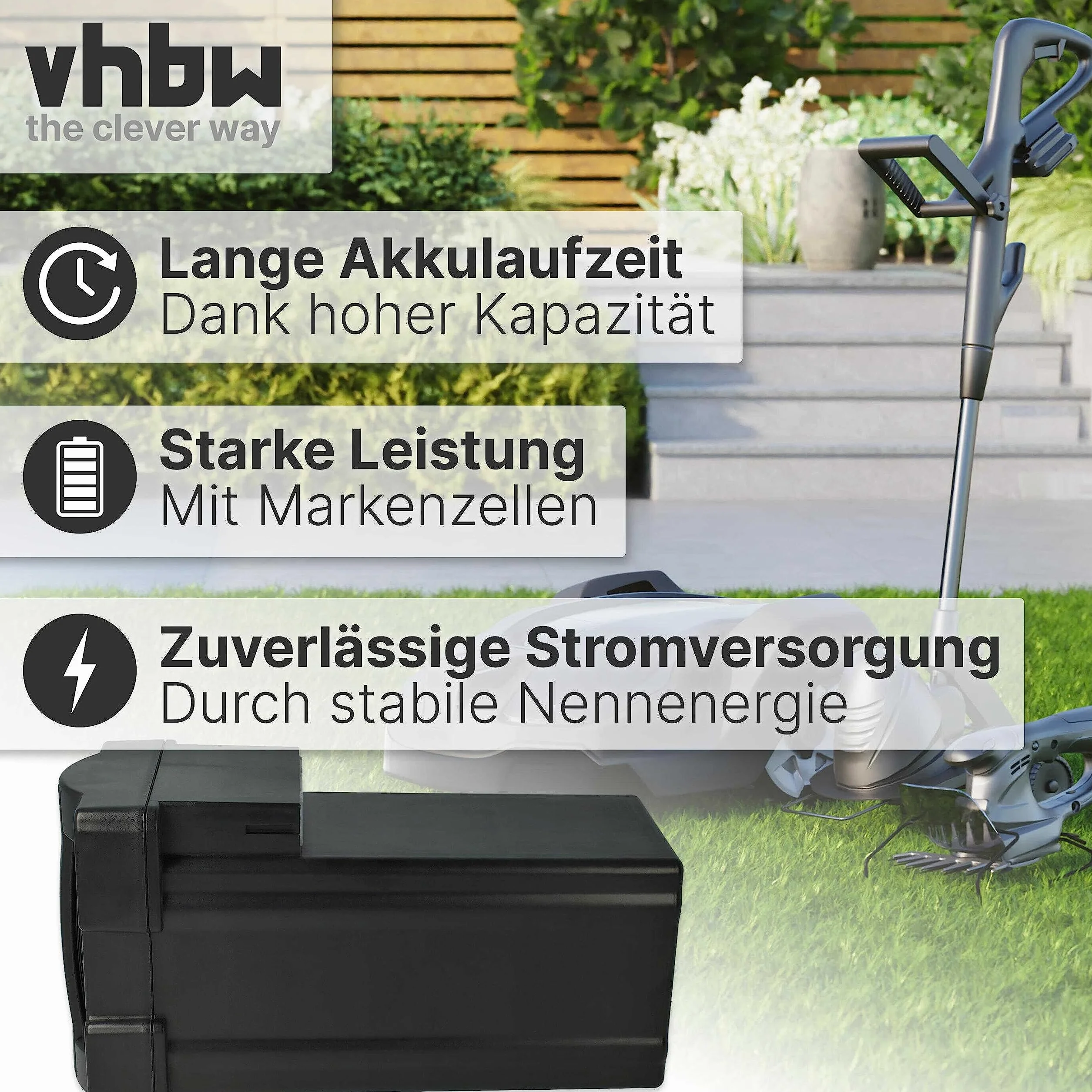 vhbw Akumulator kompatybilny z kosiarką Wolf Garten Power 37, 40, 34 (3000 mAh 36,5 V litowo-jonowa)