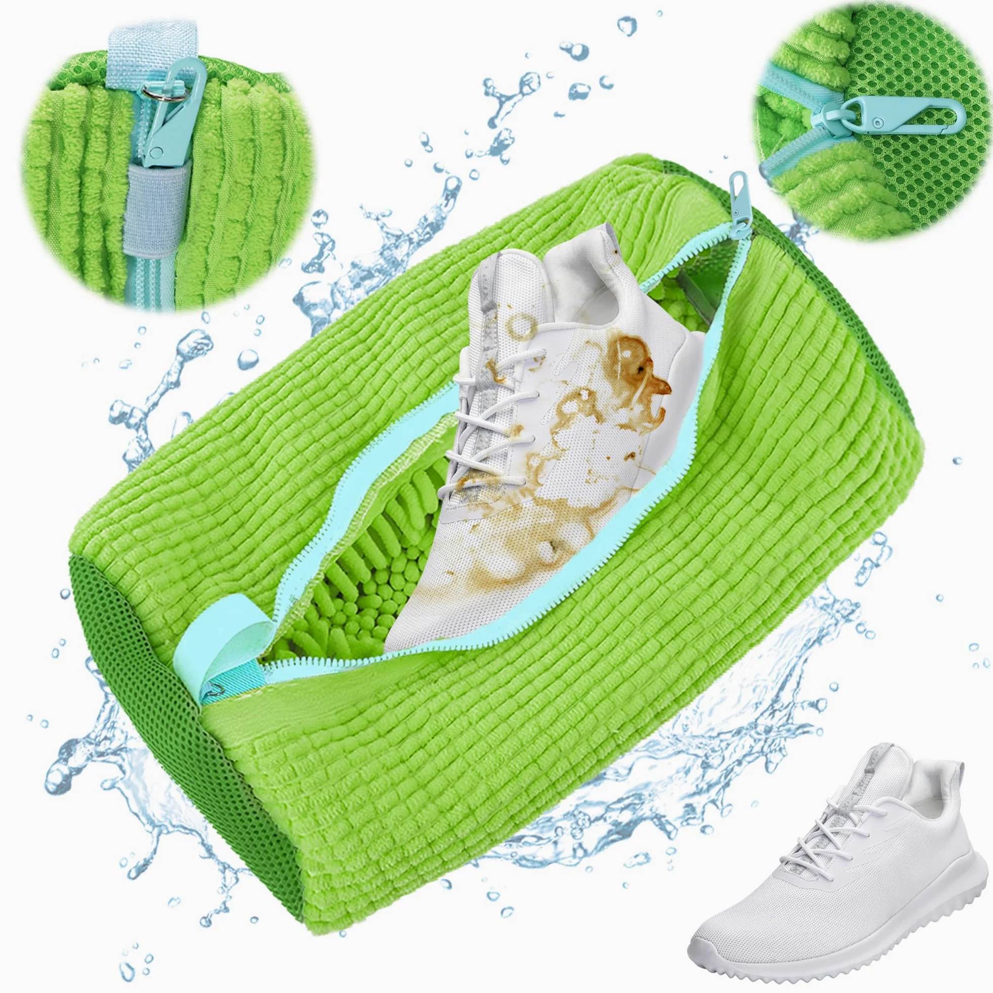 Worek do prania butów do pralki, 1 sztuka, worek do prania w pralce, wielofunkcyjny worek na buty, do butów typu sneaker, worek do prania z ukrytym zamkiem błyskawicznym, do wszystkich