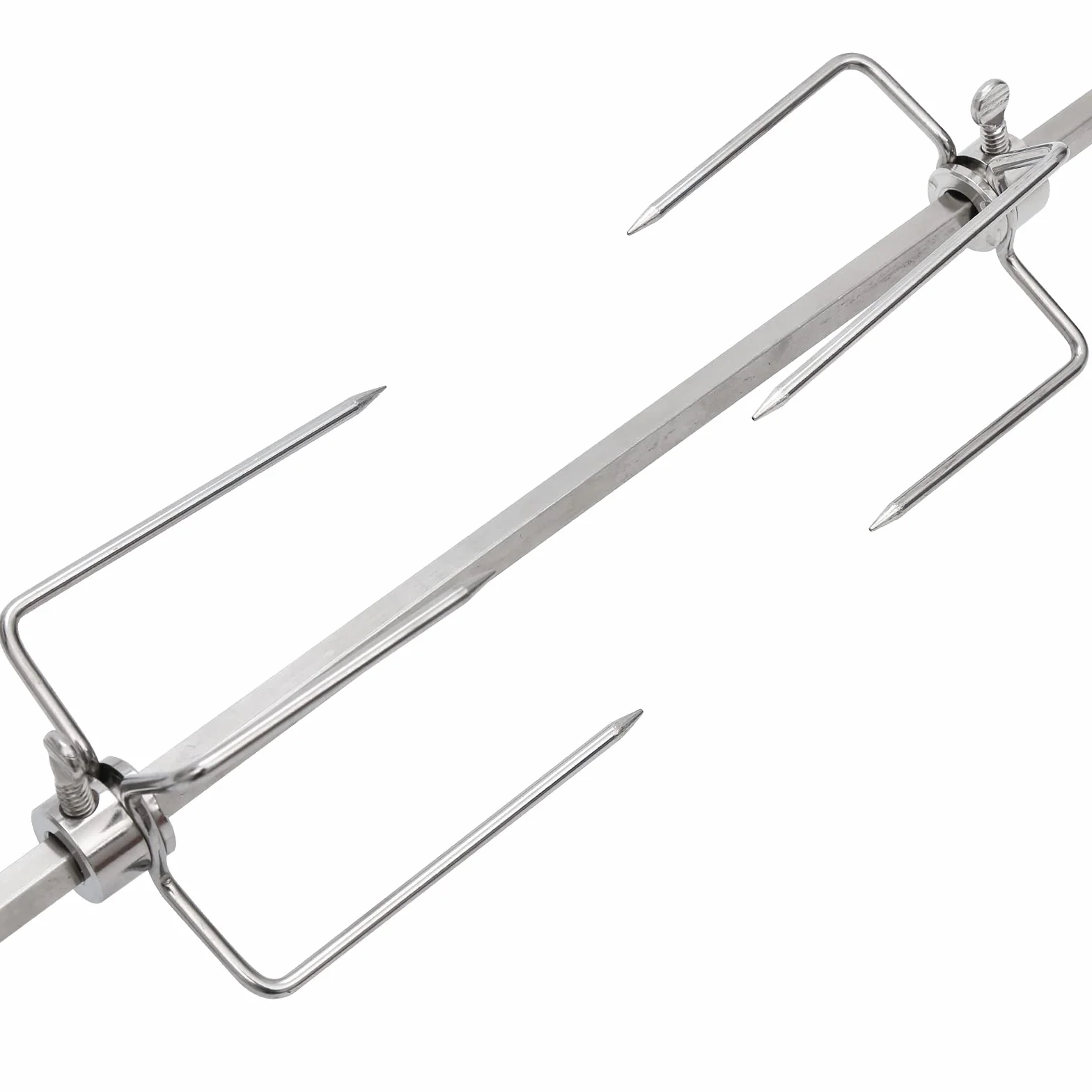 Zestaw rożen do grilla 107 cm, wysokiej jakości elektryczny rożen obrotowy z 2 igłami do mięsa i silnikiem ze stali nierdzewnej, 220 V – 240 V, rożen obrotowy ze stali nierdzewnej,