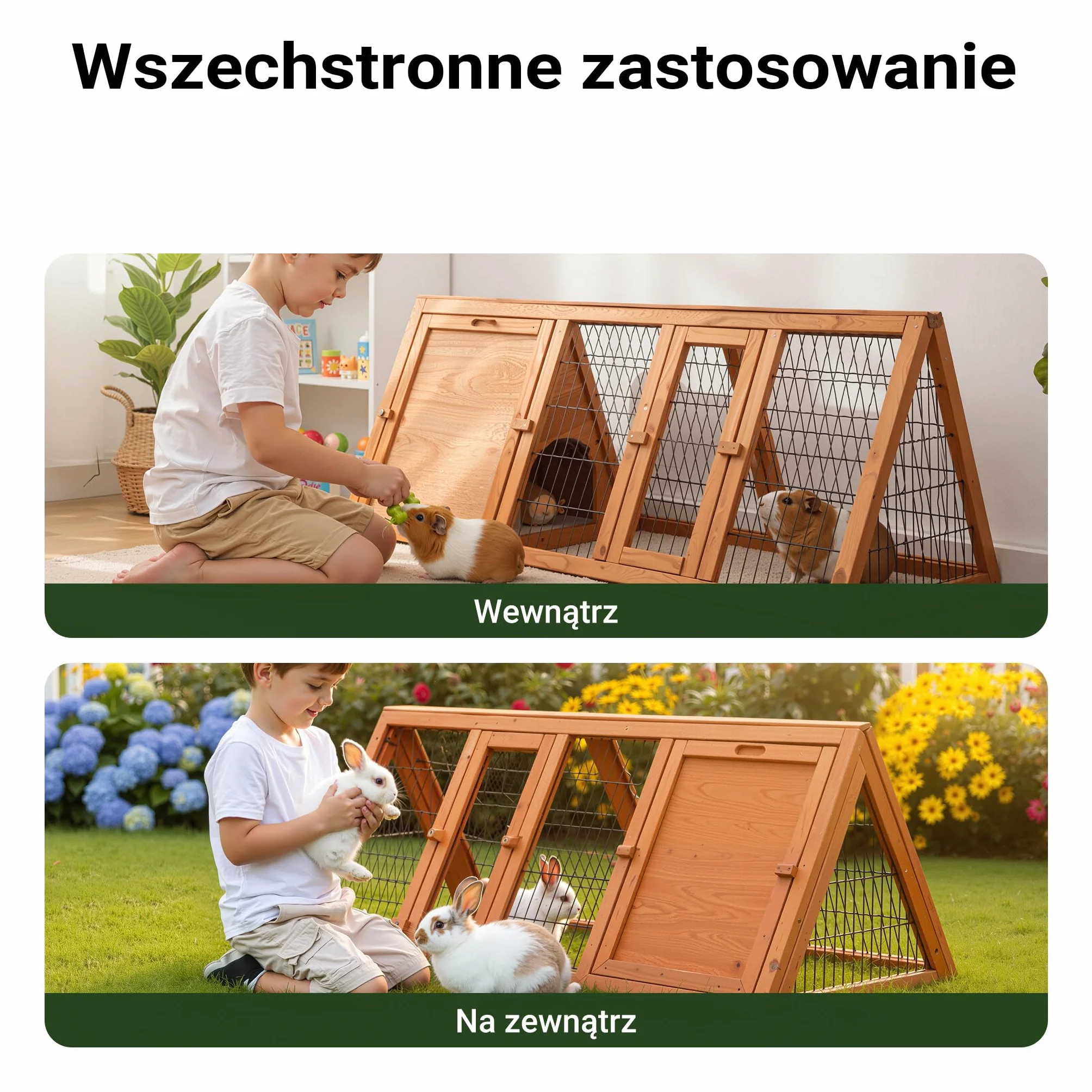Domek dla królików otwarta obudowa drewno świerkowe stodoła