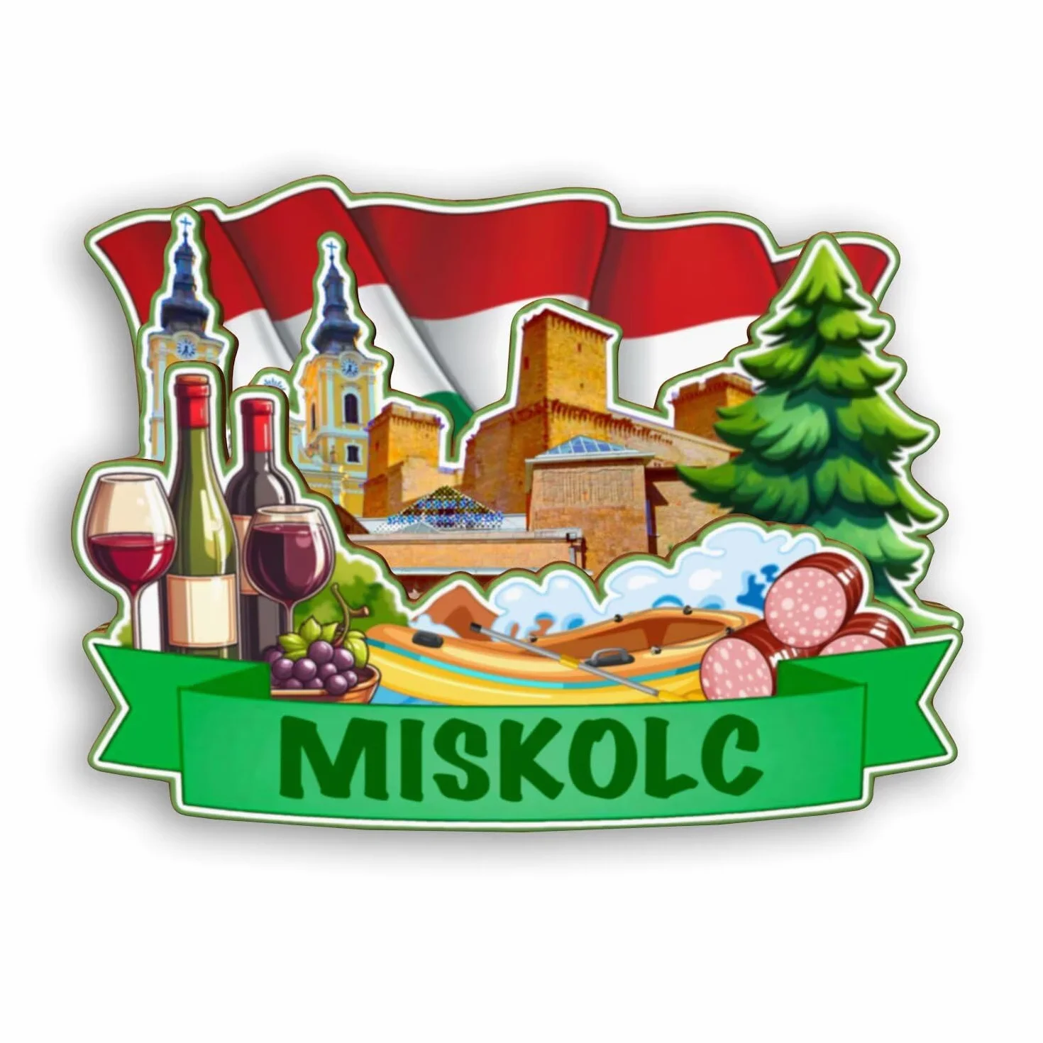 Magnes na lodówkę Miszkolc Węgry magnes na lodówkę pamiątki z podróży po mieście prezenty turystyczne 3D klasyczne zabytki ręcznie robione rękodzieło dekoracja domu -2153