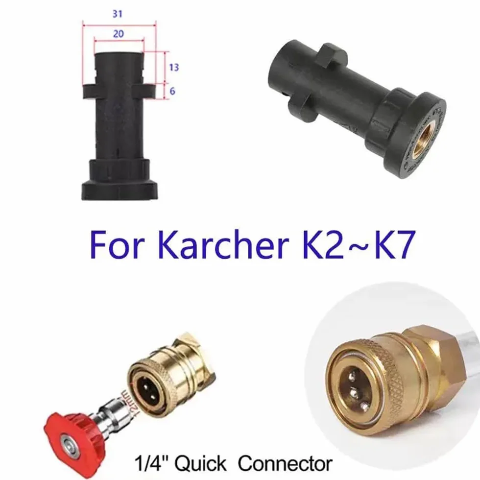 Adapter do pistoletów do myjki wysokociśnieniowej, 1/4" mosiężne szybkozłącze gniazdo do Kärcher serii K K2, K3, K4, K5, K6, K7 armatka pianowa do myjki wysokociśnieniowej