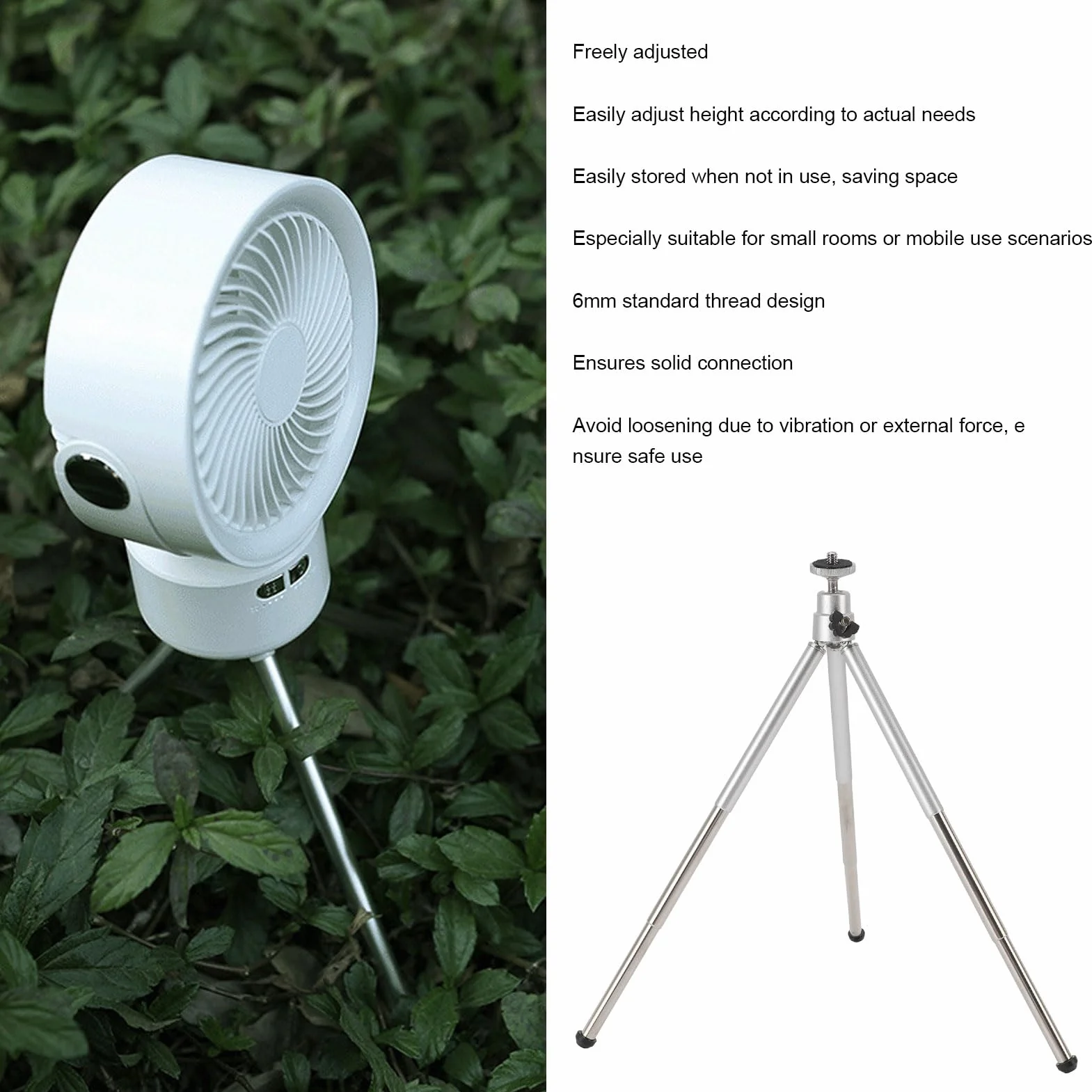 Lekkie Podparcie Wentylatorowe, Obozowanie na świeżym Powietrzu Pionowy Statyw z scutą Gwintem 6 Mm Regulowany stopień 15-30 Cm Aluminium do Biura Domowego