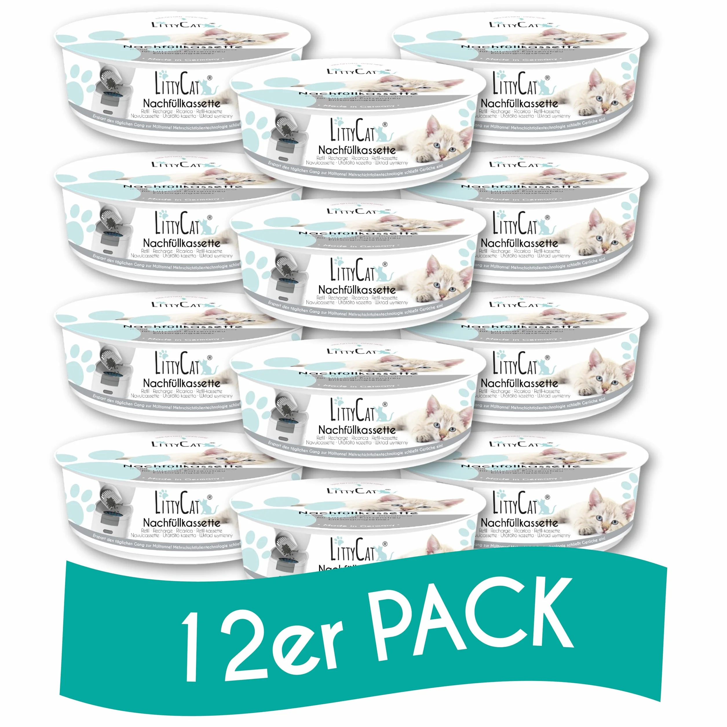 Littycat Nachfüllkassetten Katzenstreueimer 12er Pack
