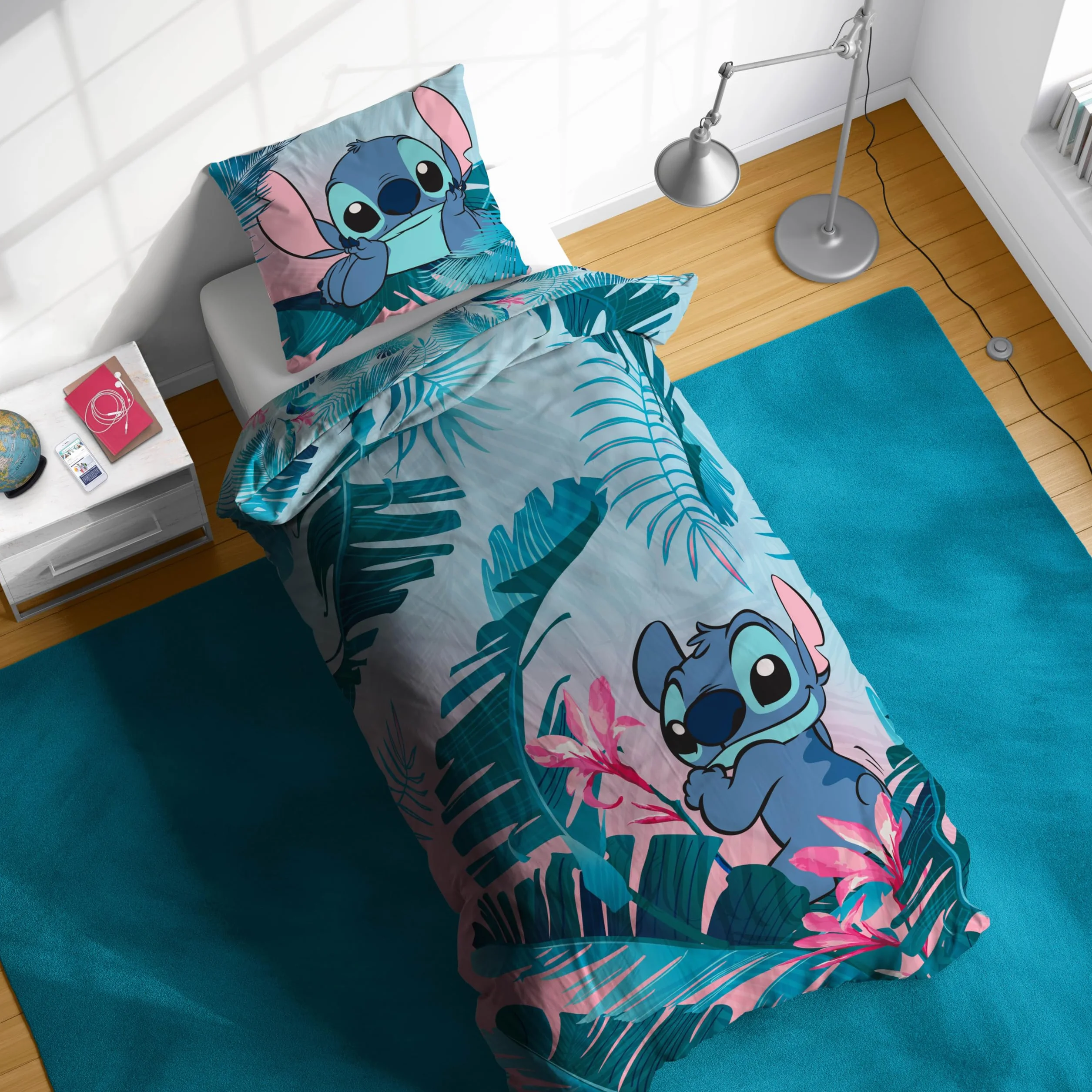 Jay Franco Kids Disney Lilo and Stitch Zestaw pościeli - super miękka pościel z poszewką na poduszkę, TYLKO POSIWKA, kołdra nie wchodzi w skład zestawu, wielokolorowa, 2 części, pojedyncza