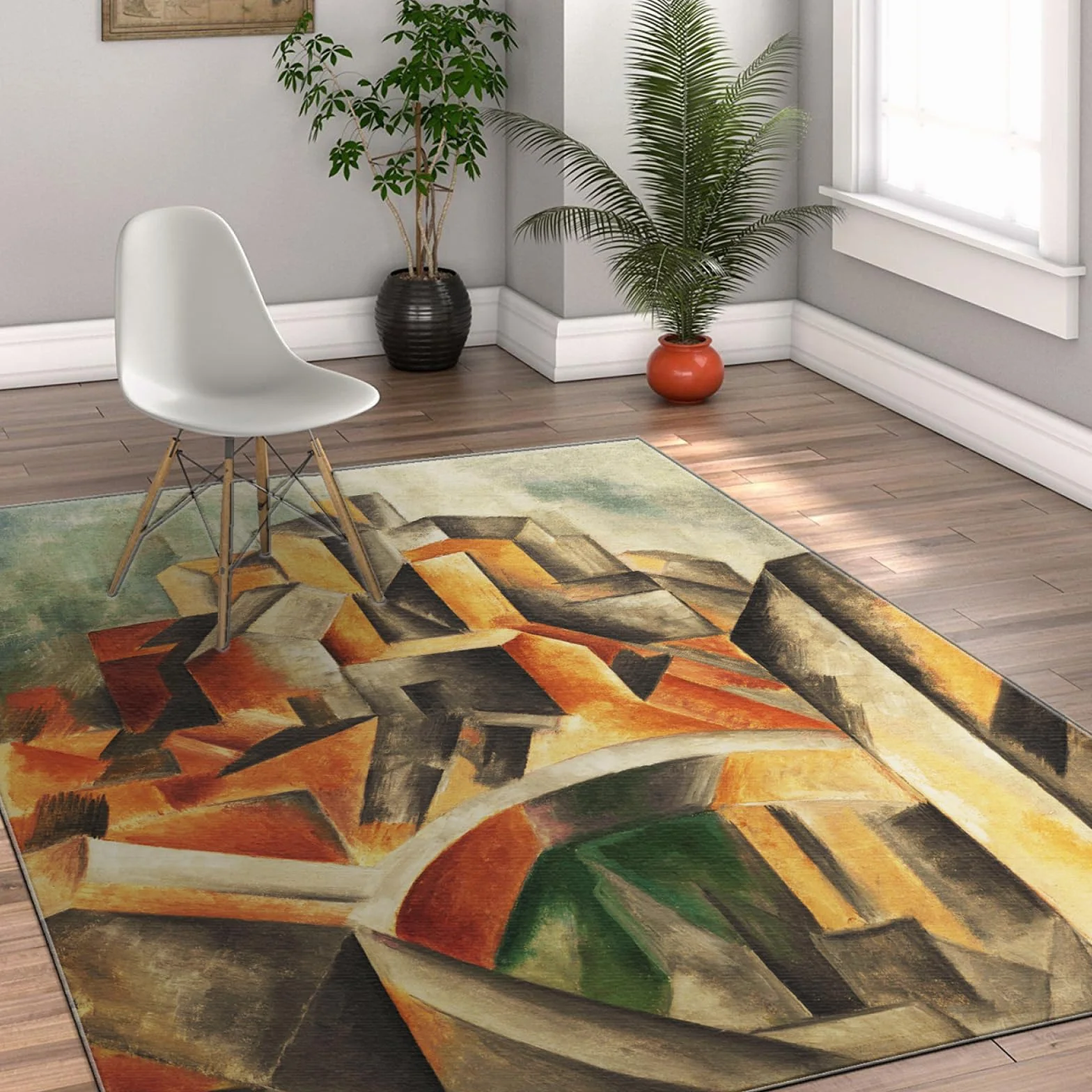 Geometryczny dywan z niskim runem do salonu, dywan w stylu Picasso, klocki do sypialni, do wewnątrz i na zewnątrz, 180 x 340 cm