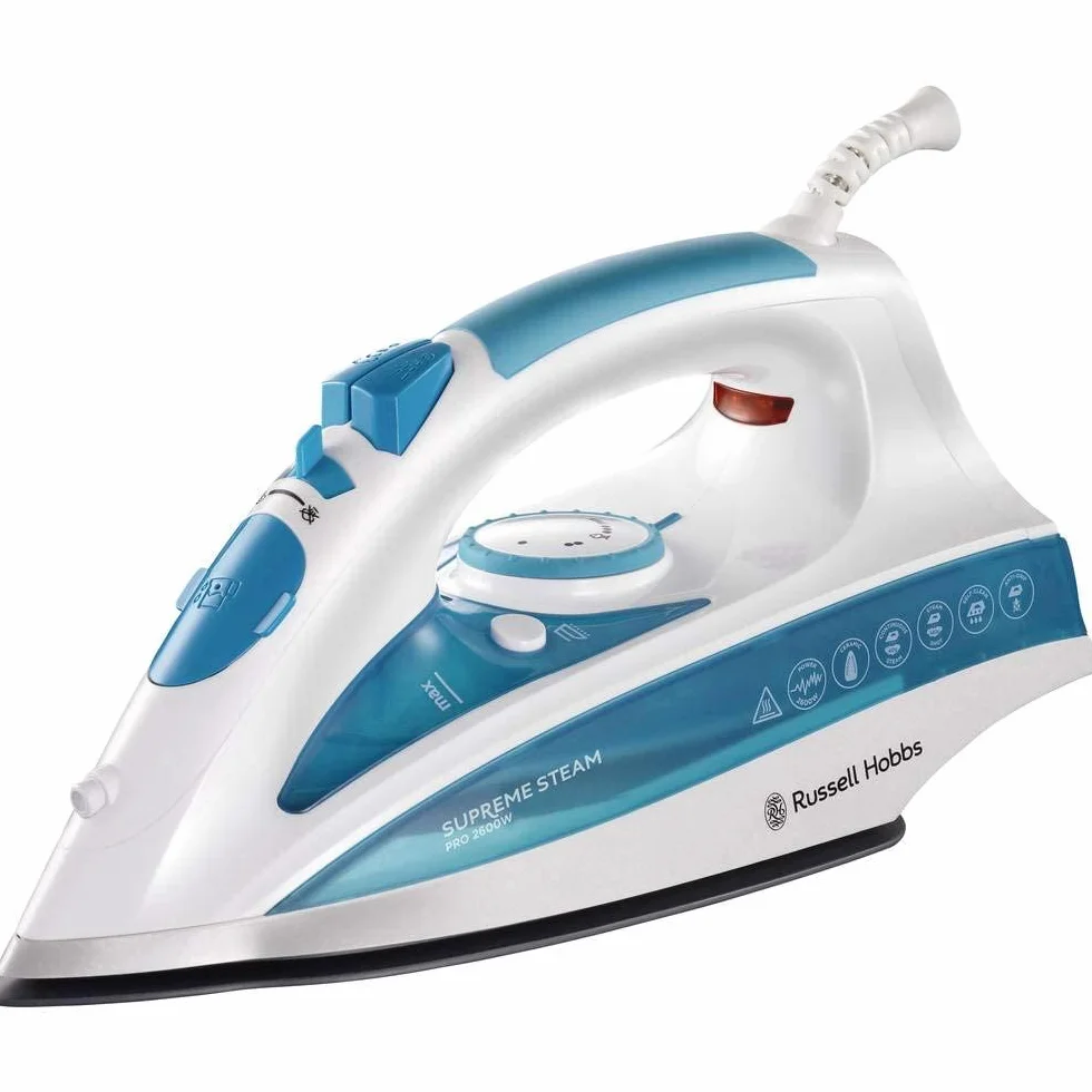 Russell Hobbs żelazko parowe 2600W, uderzenie pary 210g, strumień pary 70 g/min, Steamglide Pro (zbiornik na wodę 300ml, ceramiczna stopa, funkcja samoczyszczenia, blokada kapania) 20562-56