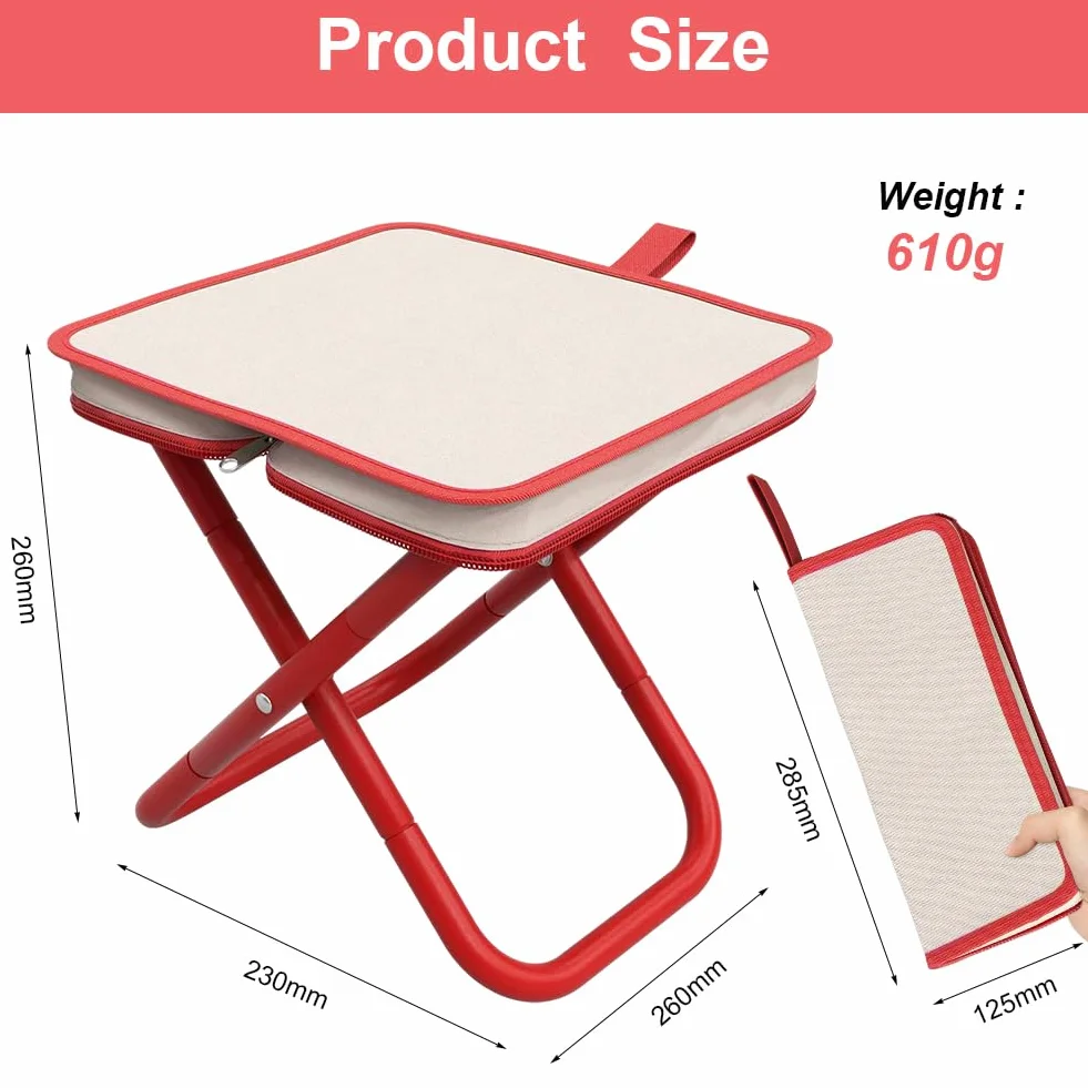 Przenośny taboret kempingowy, składany, 26 cm, przenośny, składany taboret z workiem do przechowywania, mini taboret składany i lekki taboret składany, do podróży, wędrówek, ogrodu, wędkowania