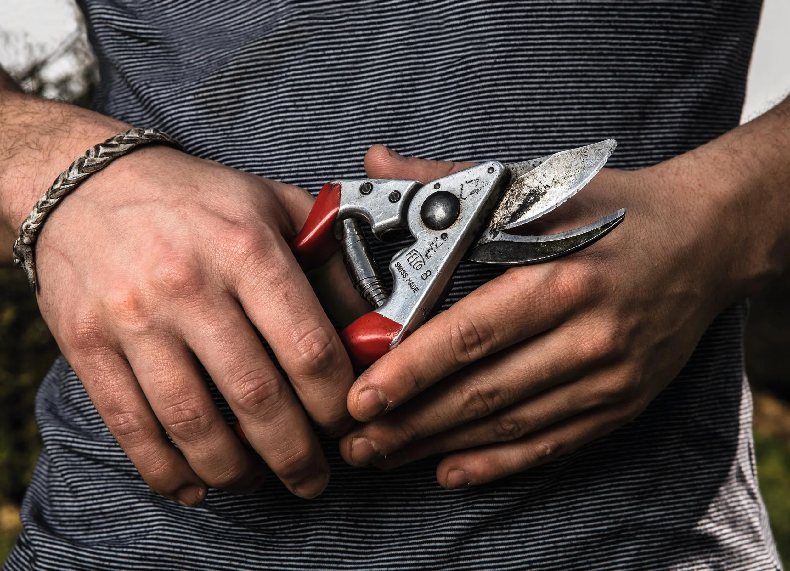 FELCO 8 ergonomiczny sekator bypass dla praworęcznych, ostrze stal hartowana 52 mm, aluminiowe uchwyty kute, głowica pochylona, amortyzatory, duże dłonie, cięcie 25 mm, narzędzie profesjonalne