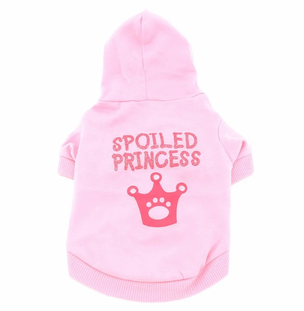 SMALLLEE_LUCKY_STORE Mały pies zepsuta bluza z kapturem chihuahua ubrania dla dziewcząt korona szczeniak koszulka dla kota Yorkshire zabawka pudel różowy S