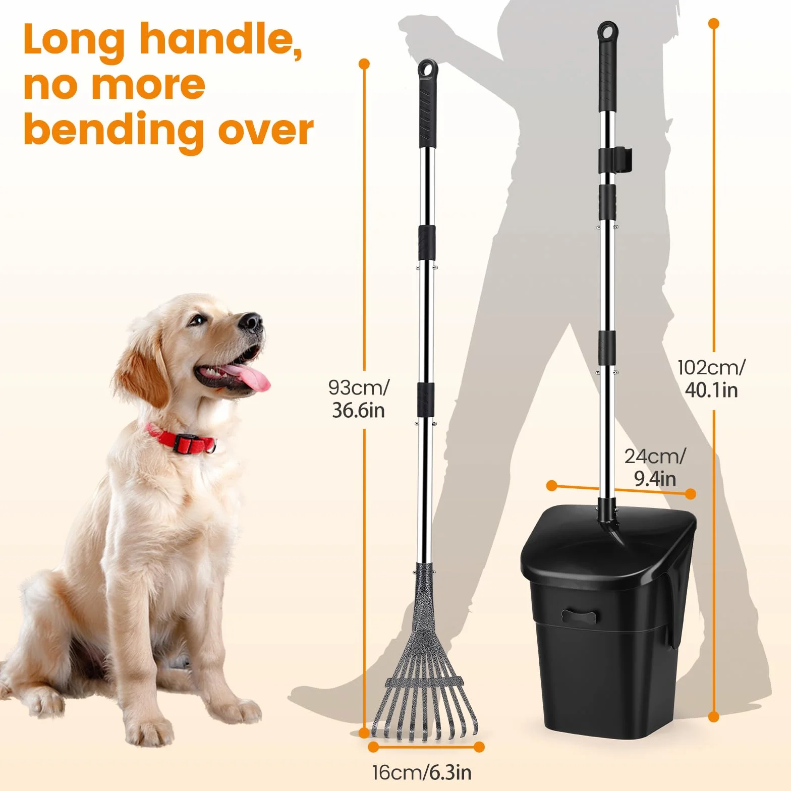 HAPPY HACHI Pooper Scooper z pojemnikiem 102 cm obrotowy dla psów