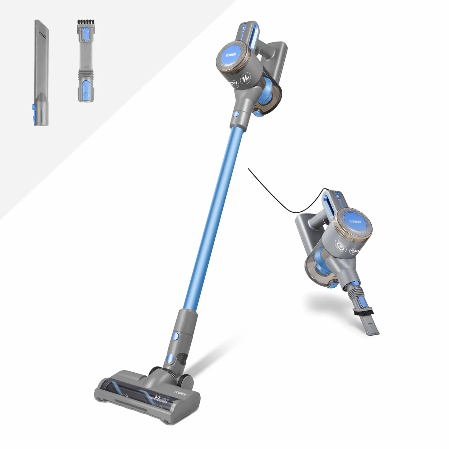 Tower T513006 VL20 3 w 1 wydajność przewodowa próżniowa z filtrem HEPA, pojemność 1 l, 400 W, Aqua Blue