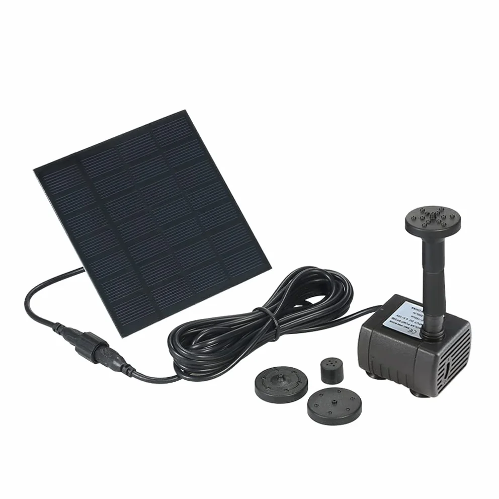 Decdeal Solarna pompa wodna 7 V, 7 V, długość kabla 300 cm, maksymalny przepływ 150 l/h, nadaje się do użytku na zewnątrz, do ogrodu