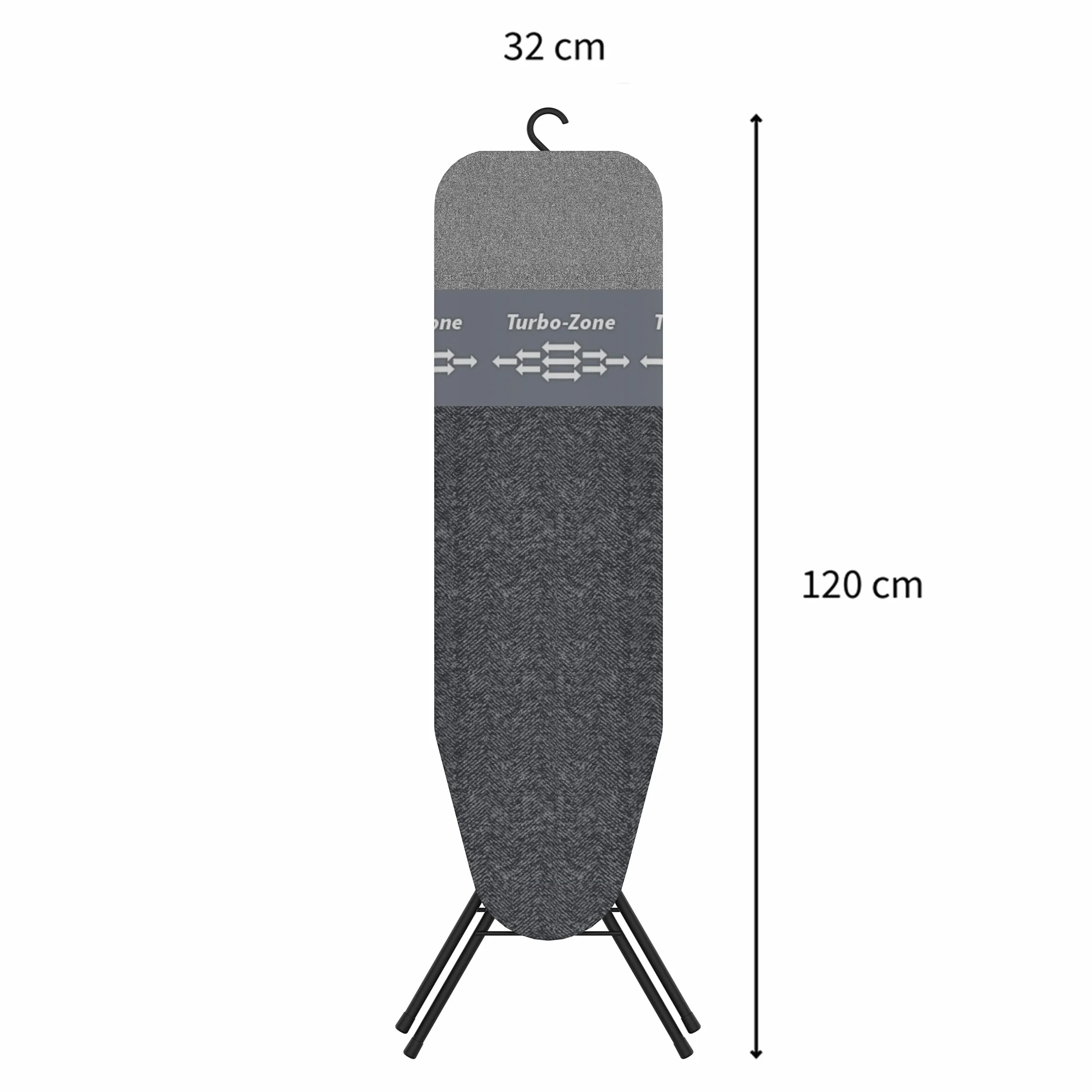 Rörets Pulse Black Dual Action deska do prasowania – Turbo & Park Zone, 4-warstwowa powłoka i poszewka – opatentowany genialny design – powierzchnia do prasowania 32 x 108 cm