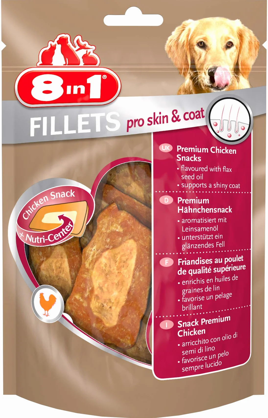 8In1 Fillets Pro Skin&Coat Smakołyki dla Psów, Kurczak, 80 g