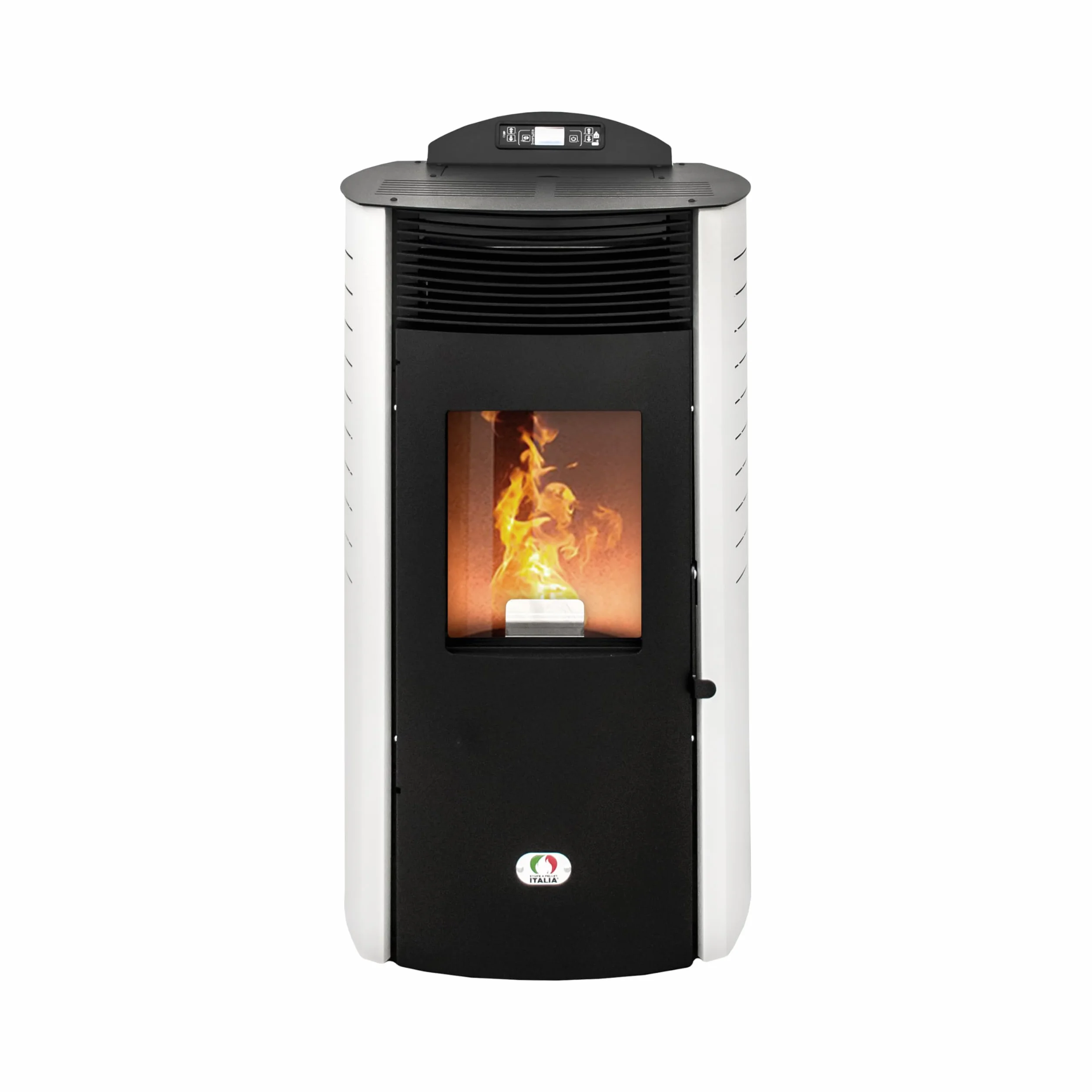 STUFE A PELLET ITALIA Siberia Aria New 15 KW kanalizowany | piec na pellet ogrzewa 140 m², wydajność 92%, autonomia 30 godz, programowalny, 5 prędkości i mocy, 24 miesiące, biały