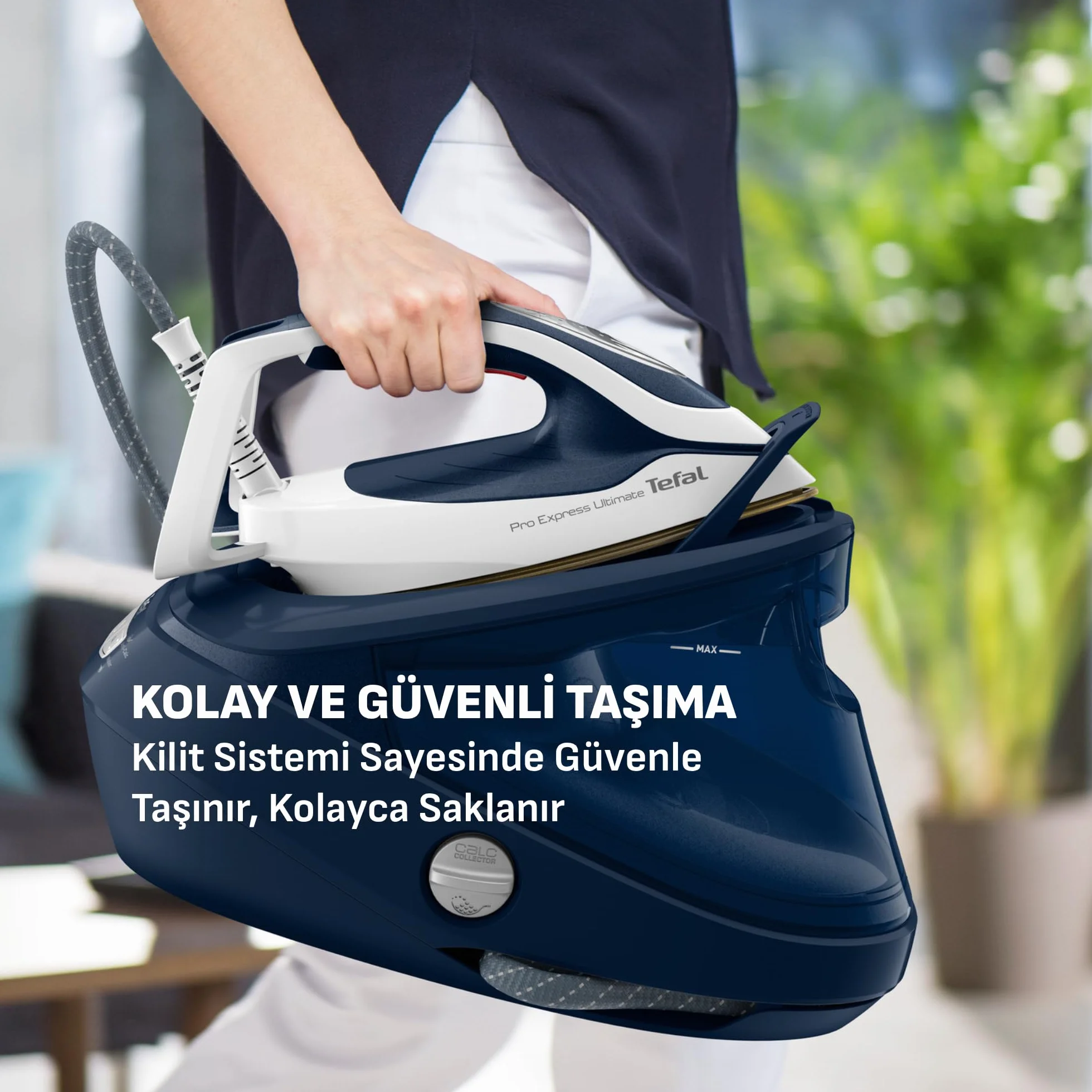 Tefal GV9720 Pro Express Ultimate stacja parowa | wydajne ciśnienie 8 barów | stałe oddawanie pary: 170 g/min | uderzenie pary: 590 g/min | zdejmowany kolektor wapienny | bardzo cicha praca |