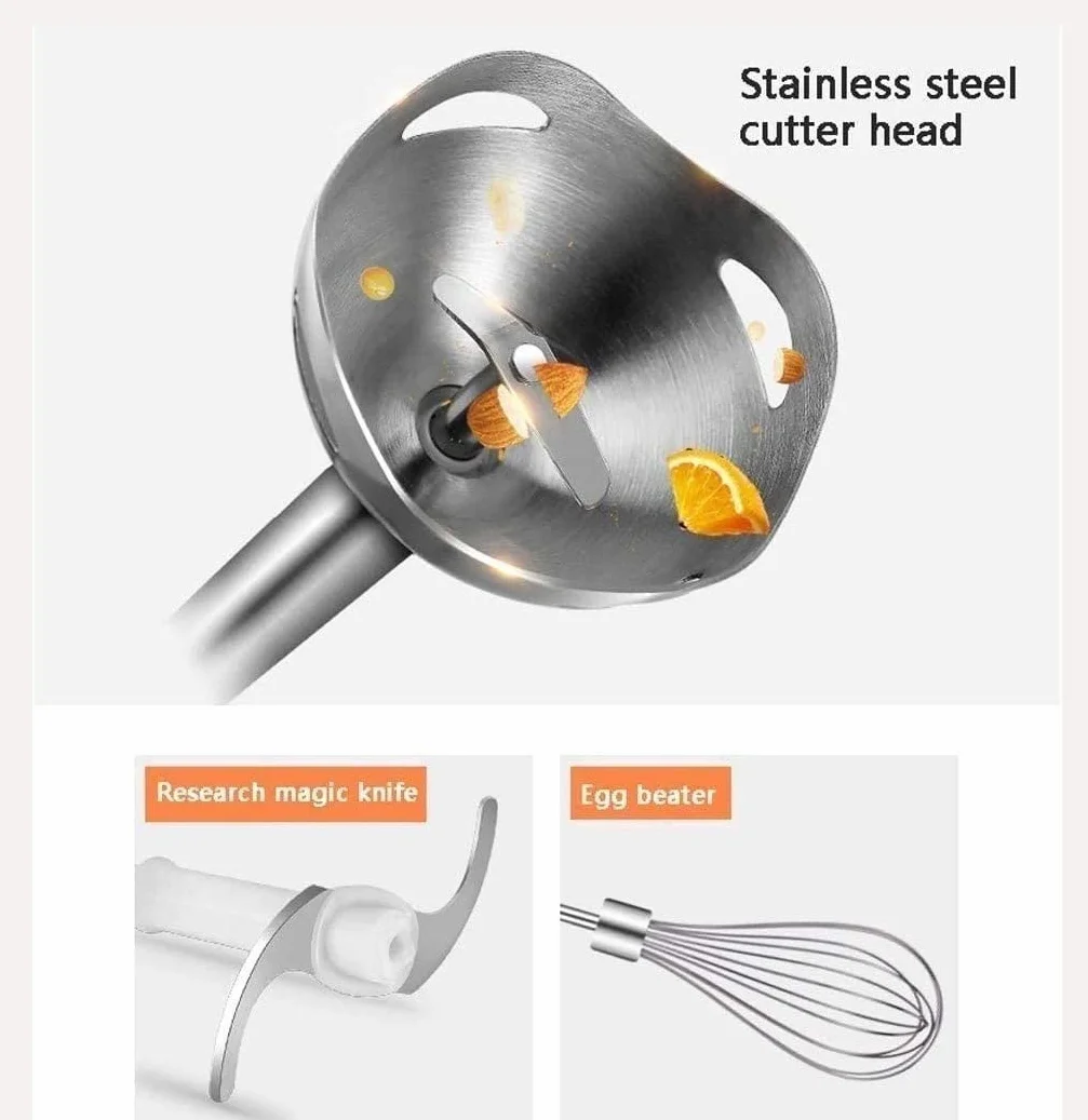 Blender ręczny zanurzeniowy, ręczny blender ręczny wielofunkcyjny 3 w 1, pojemnik 700 ml, ostrza ze stali nierdzewnej, młynek do żywności dla niemowląt, koktajli i zup