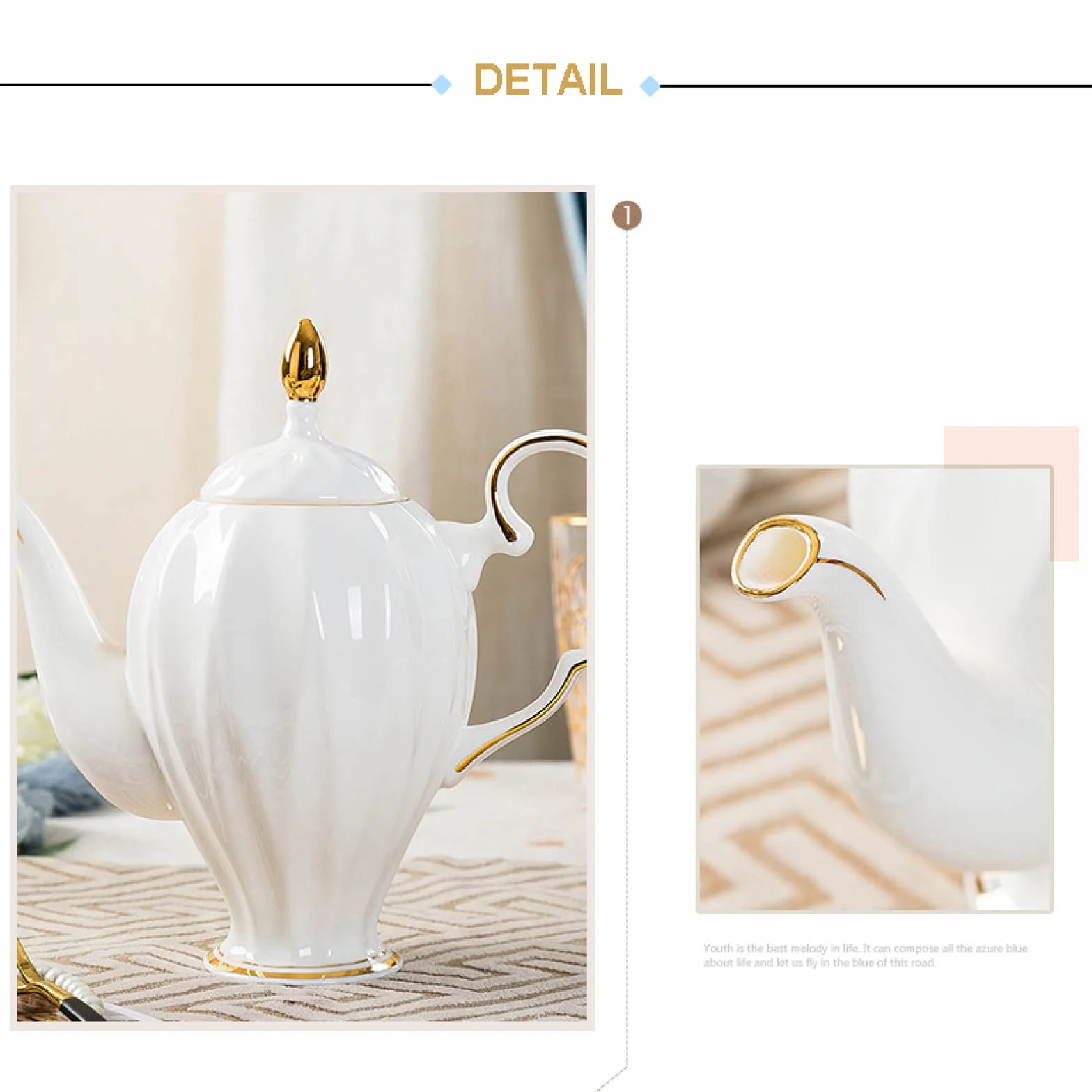 zestaw do herbaty Zestaw do herbaty dla dorosłych Porcelana Kawa Herbata Zestawy upominkowe Filiżanki i dla 6 osób z ceramicznym czajnikiem i cukiernicą