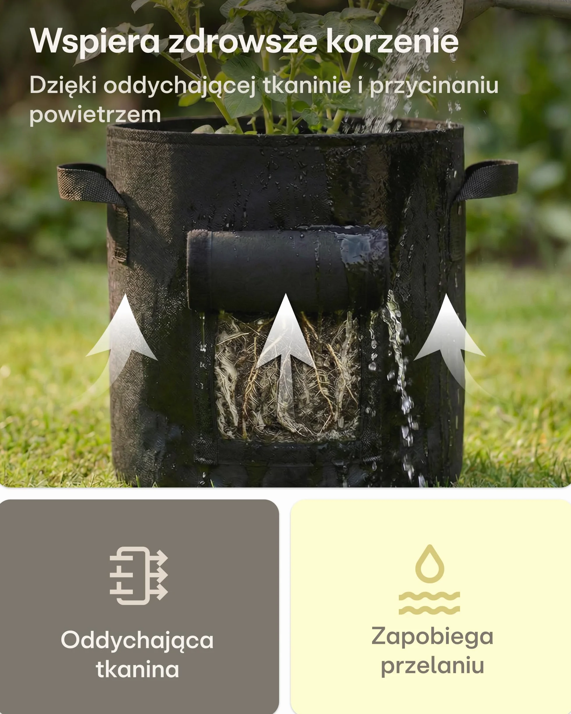 Worek do Sadzenia 40L - 3 Torby na Rośliny do Warzywa - Worek na Ziemniaki Wielokrotnego Użytku z Okienkiem i Etykietą - Wewnętrzny i Zewnętrzny Worek na Ziemniaki