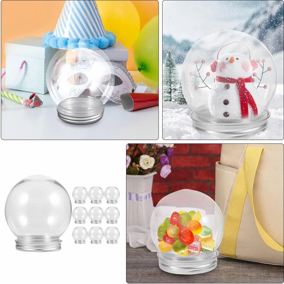 Zerodeko 20 Sztuk DIY Kule Śnieżne 150Ml Przezroczysta Plastikowa Kula Wodna Nadająca Się Do Napełniania Kula Śnieżna Z Odkręcaną Nakrętką Na Świąteczne Dekoracje Do Domu DIY Rzemiosło