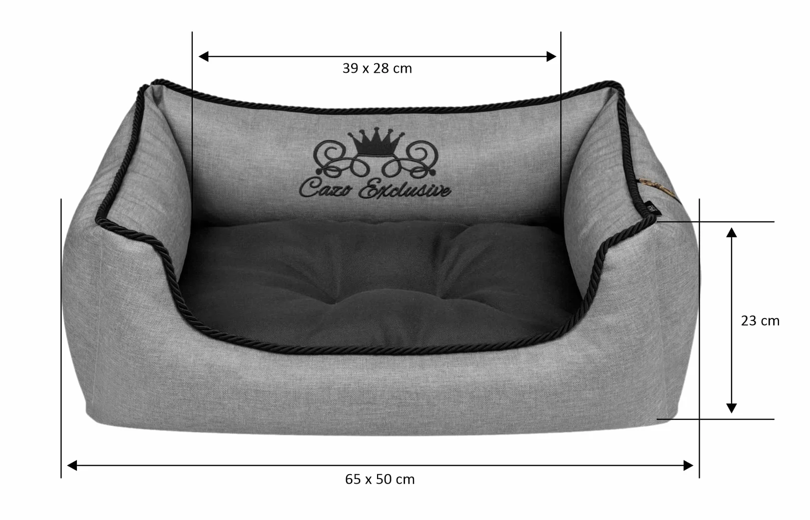 Puchowe legowisko CAZO Royal Line dla psa 65x50x23 cm szary