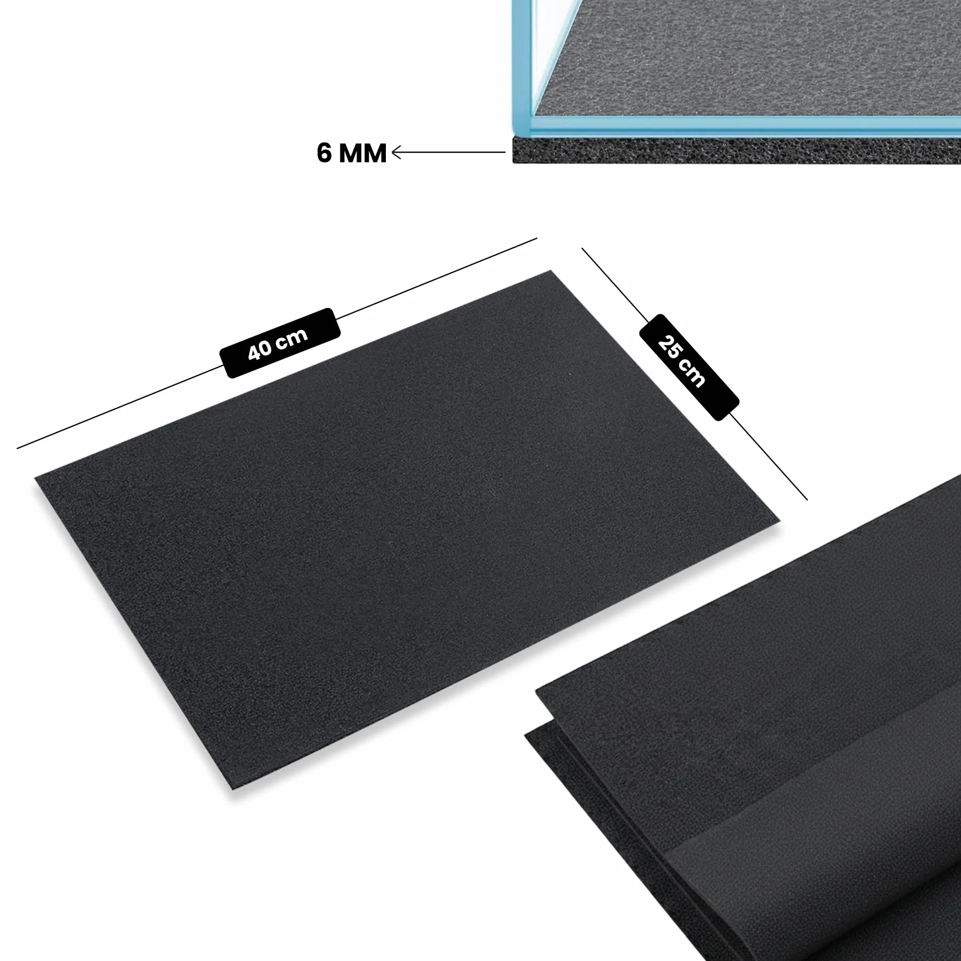 Happet mata pod akwarium czarna 40x25 cm 6 mm ochronna pianka
