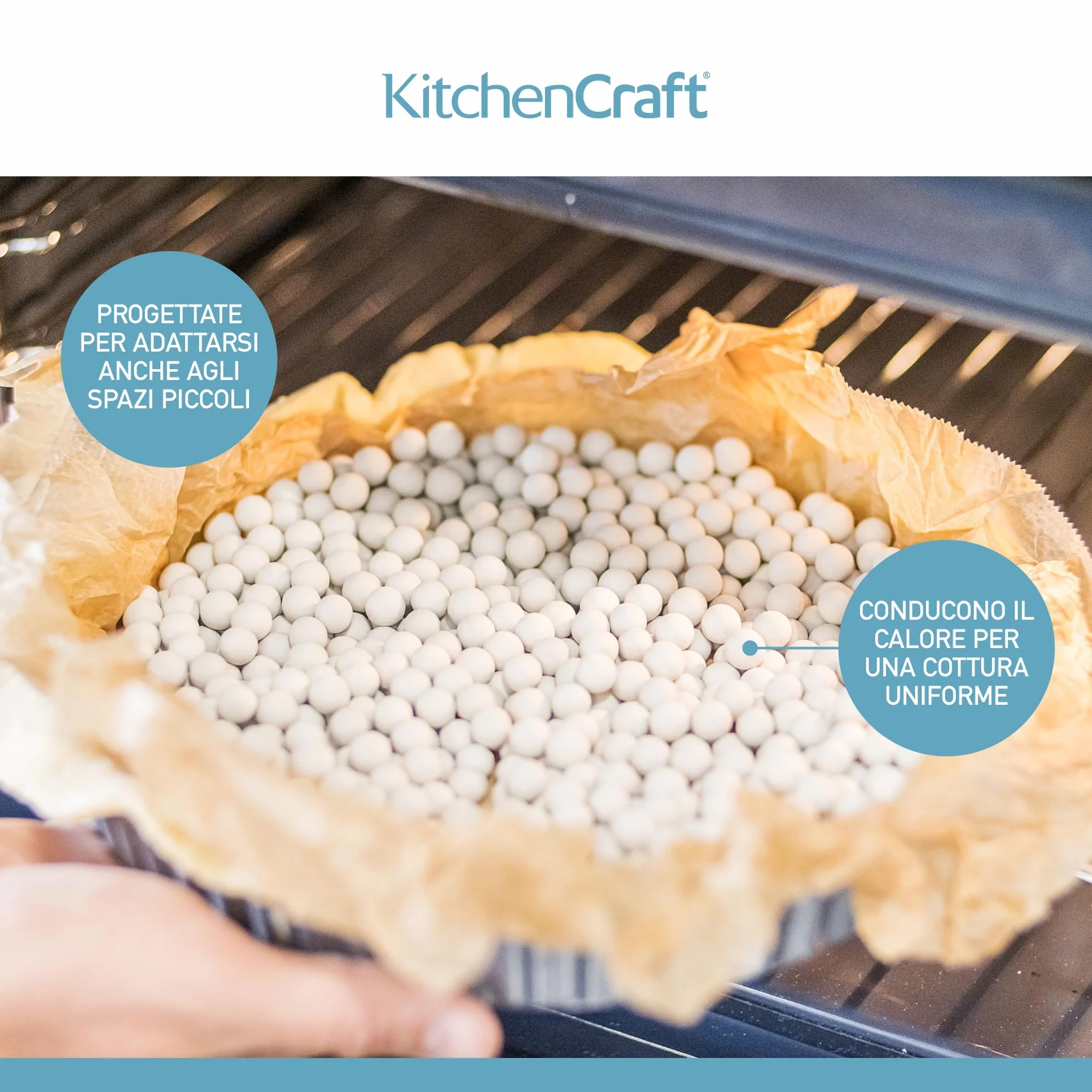 KitchenCraft Ceramiczne Kulki do Pieczenia, Wielokrotnego Użytku, 500 g - Kolor Beżowy