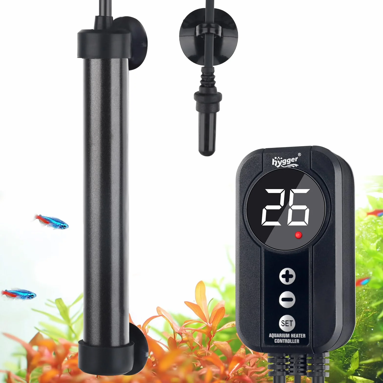 Hygger Grzałka Tytanowa 50W do Akwarium z Wyświetlaczem LED 38-57L Słodka i Słona Woda