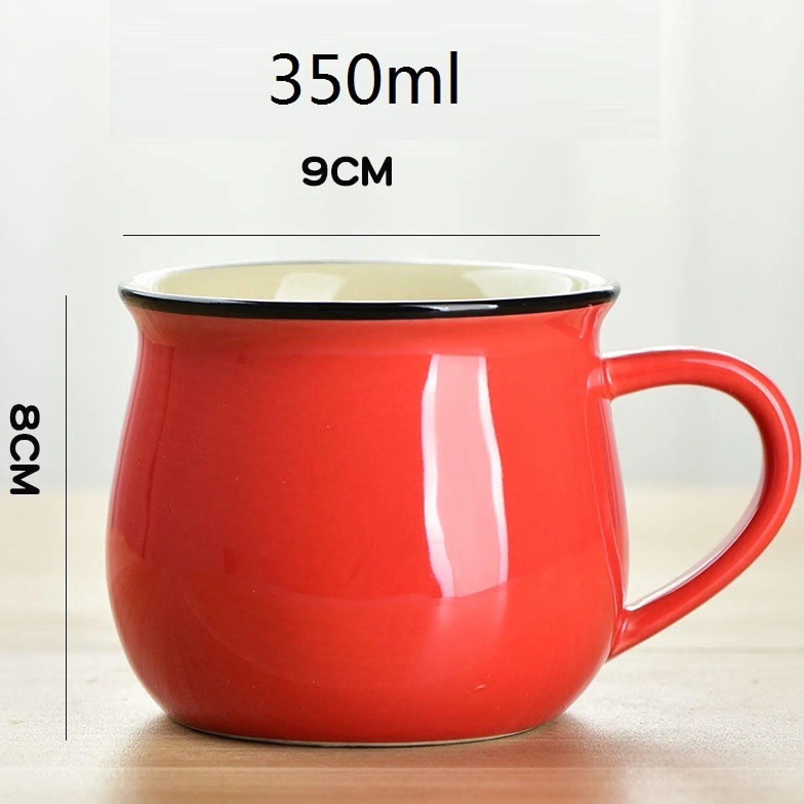 Filiżanki do kawy Śniadanie Kubki na mleko Ceramiczny kubek na wodę Big Belly 250ml-red