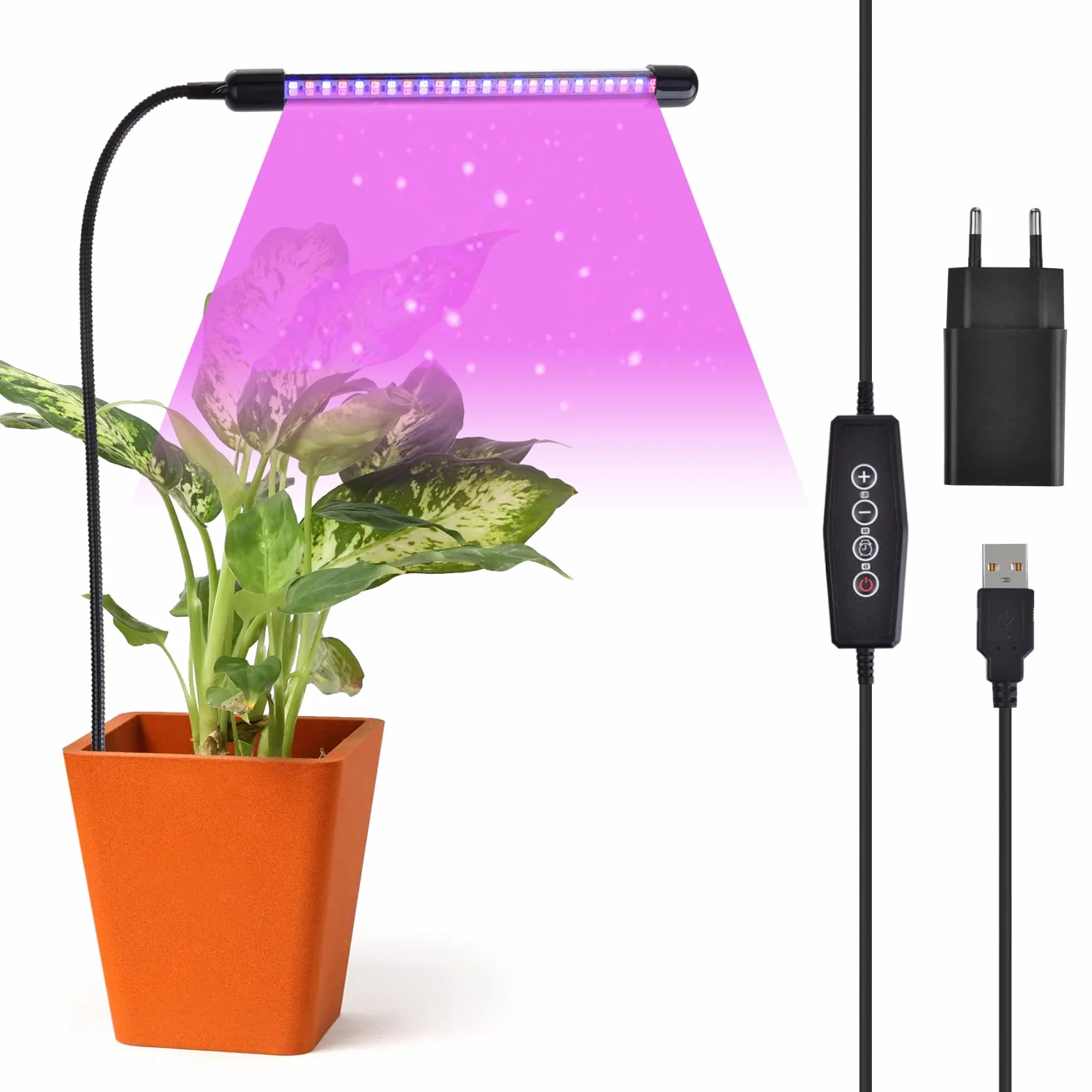 iZELL 48 LED lampa roślinna z ładowarką USB (1 paczka)