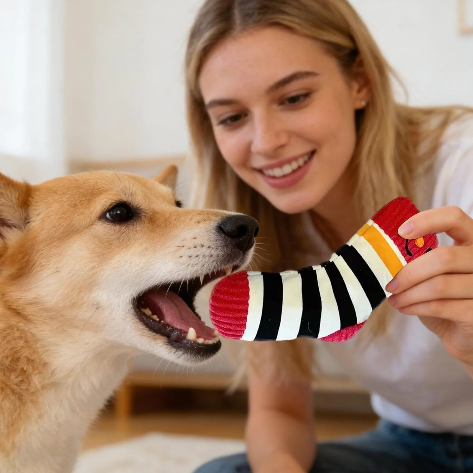 Interactive Dog Toy - Squeaky Chew Tear Resistant Pet Plaything | Fun Sound Making Puppy Training with Bite Friendly Texture Entertainment for Beach, Lawn, Garden, Park