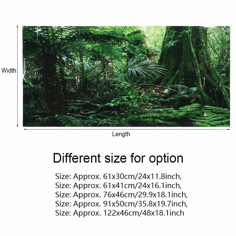 Plakat samoprzylepny 3D las deszczowy terrarium dla gadów akwarium tło naklejka ścienna PVC dekoracyjna 76×46cm