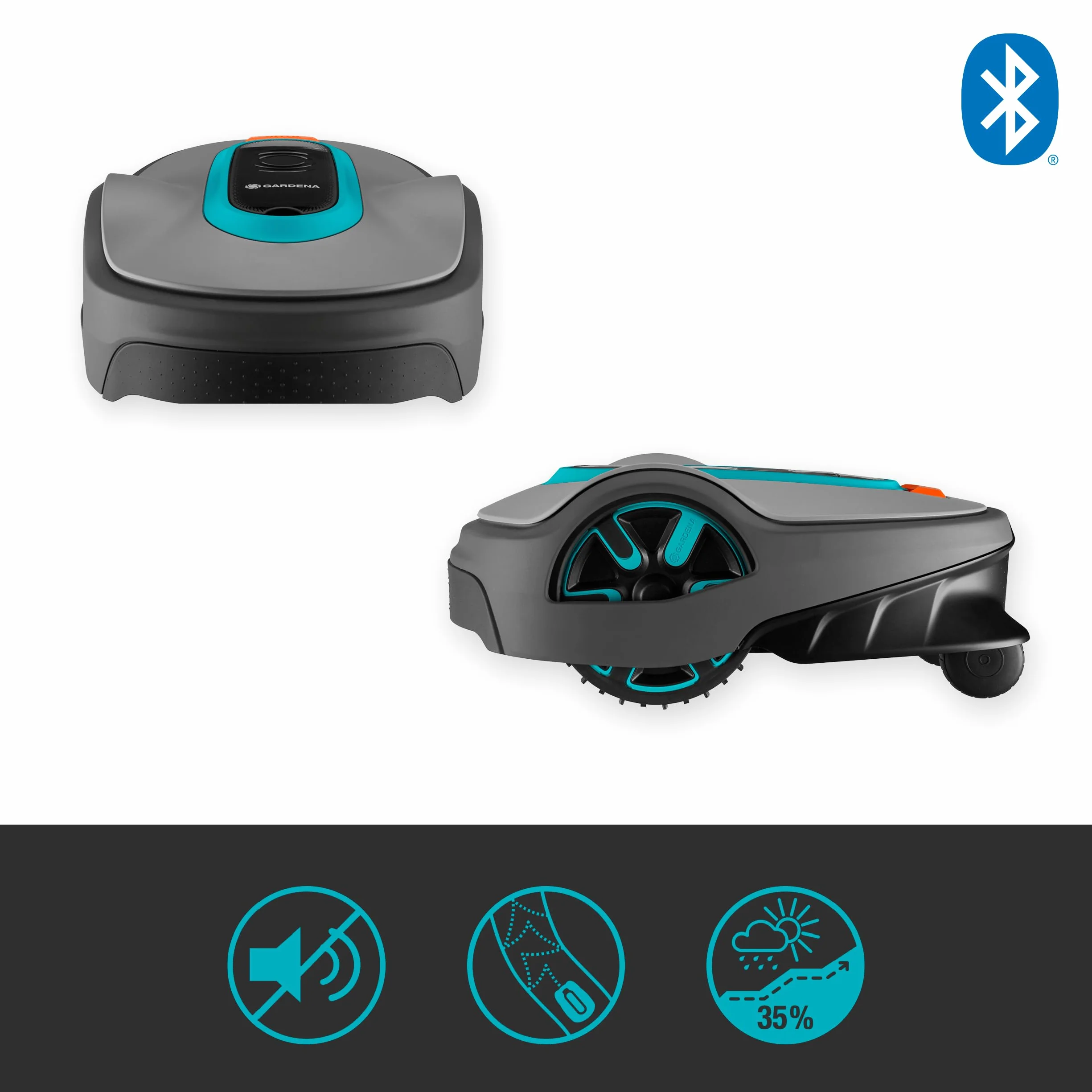 Gardena SILENO life: kosiarka automatyczna do trawników o powierzchni do 1250 m², sterowana za pomocą aplikacji Bluetooth, bardzo cicha - 57 db(A), kosi w każdych warunkach pogodowych (wersja PL)