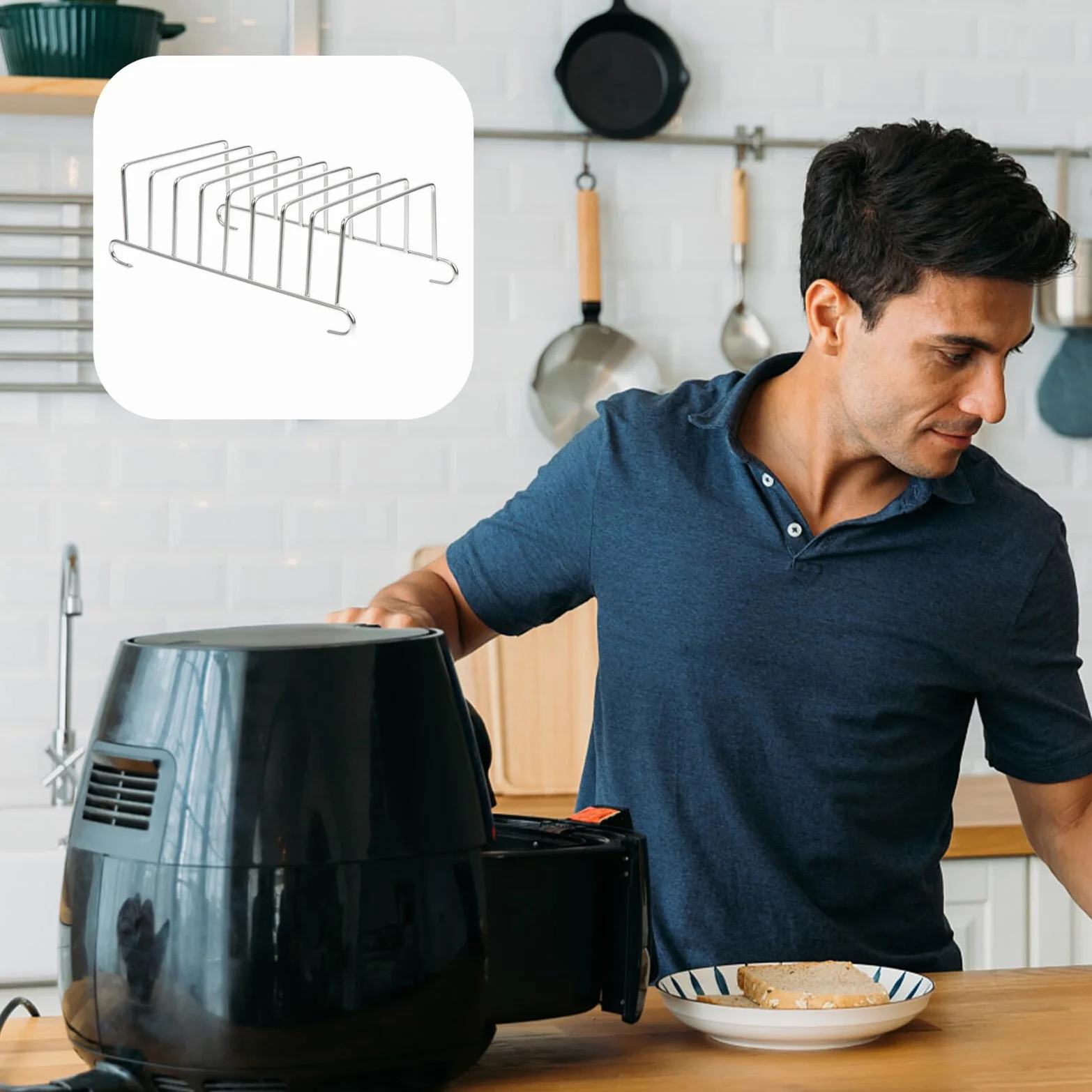 TOPBATHY Stojak Na Tosty Do Piekarnika Air Fryer 2 Sztuki Ze Stali Nierdzewnej Uniwersalne Stojaki Do Gotowania Air Fryer I Szybkowaru
