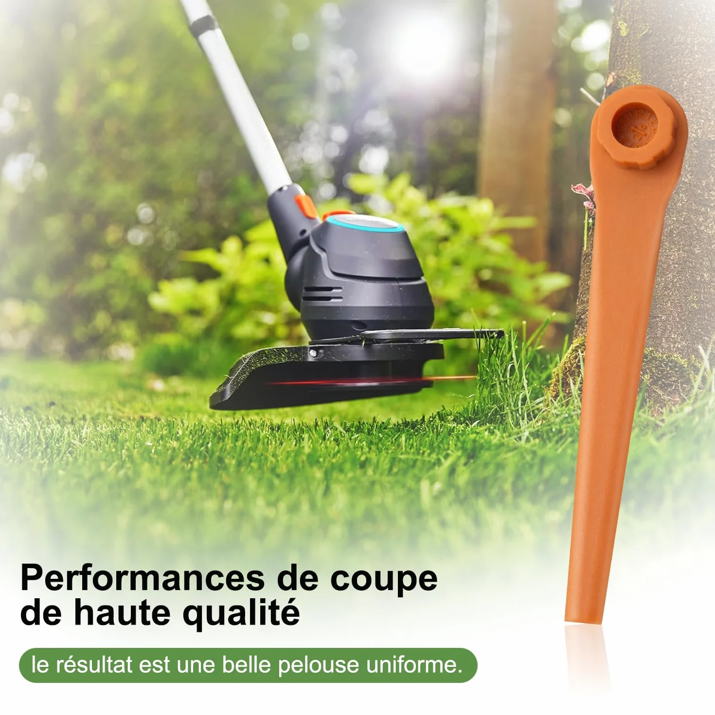 100 sztuk PA6 RotorCut noży zamiennych, kompatybilne z podkaszarką Gardena, nożami z tworzywa sztucznego do podkaszarki i podkaszarki akumulatorowej Gardena