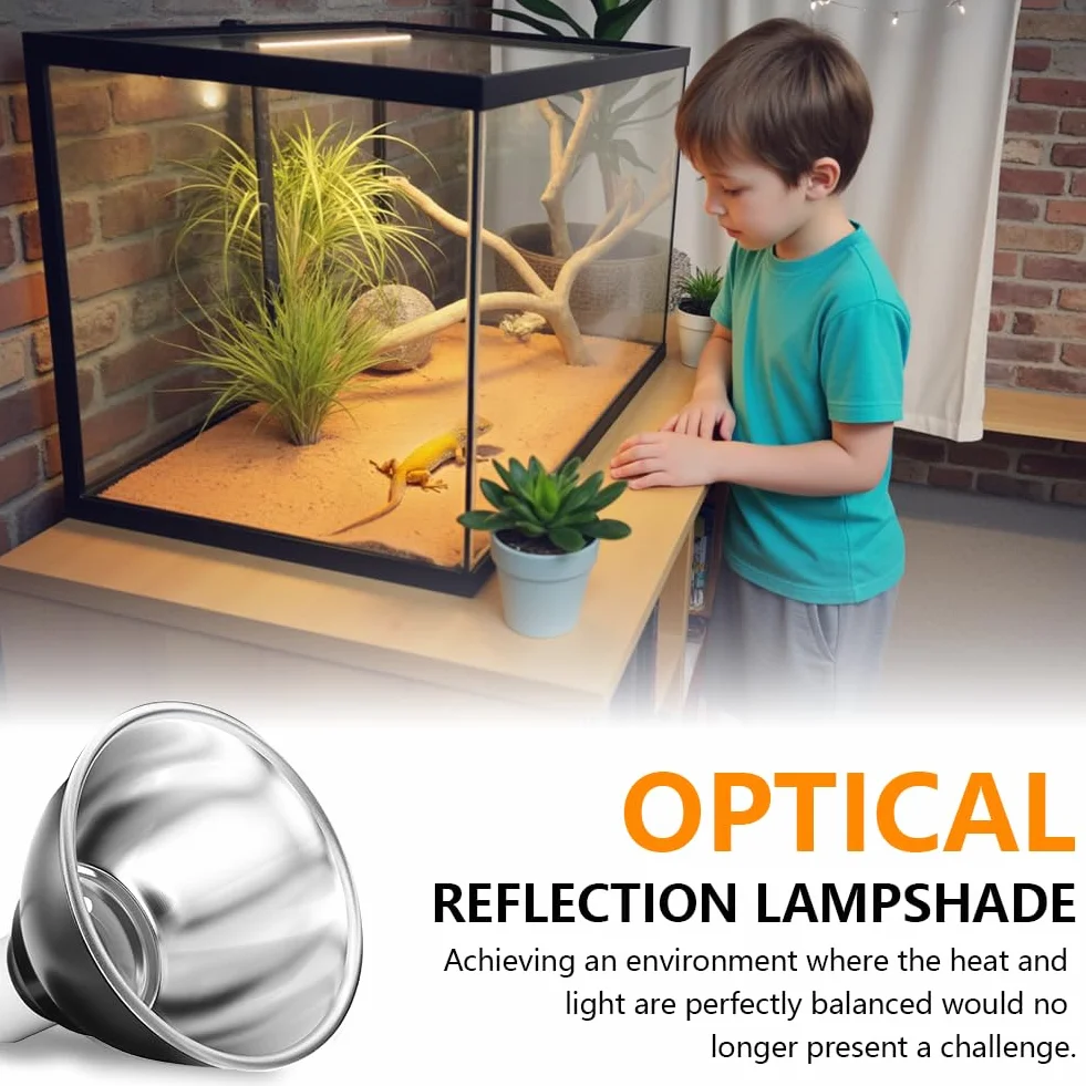 HOTUT Reptile Dome Terrarium, aluminiowa lampa reflektorowa E27 15 cm 100 W