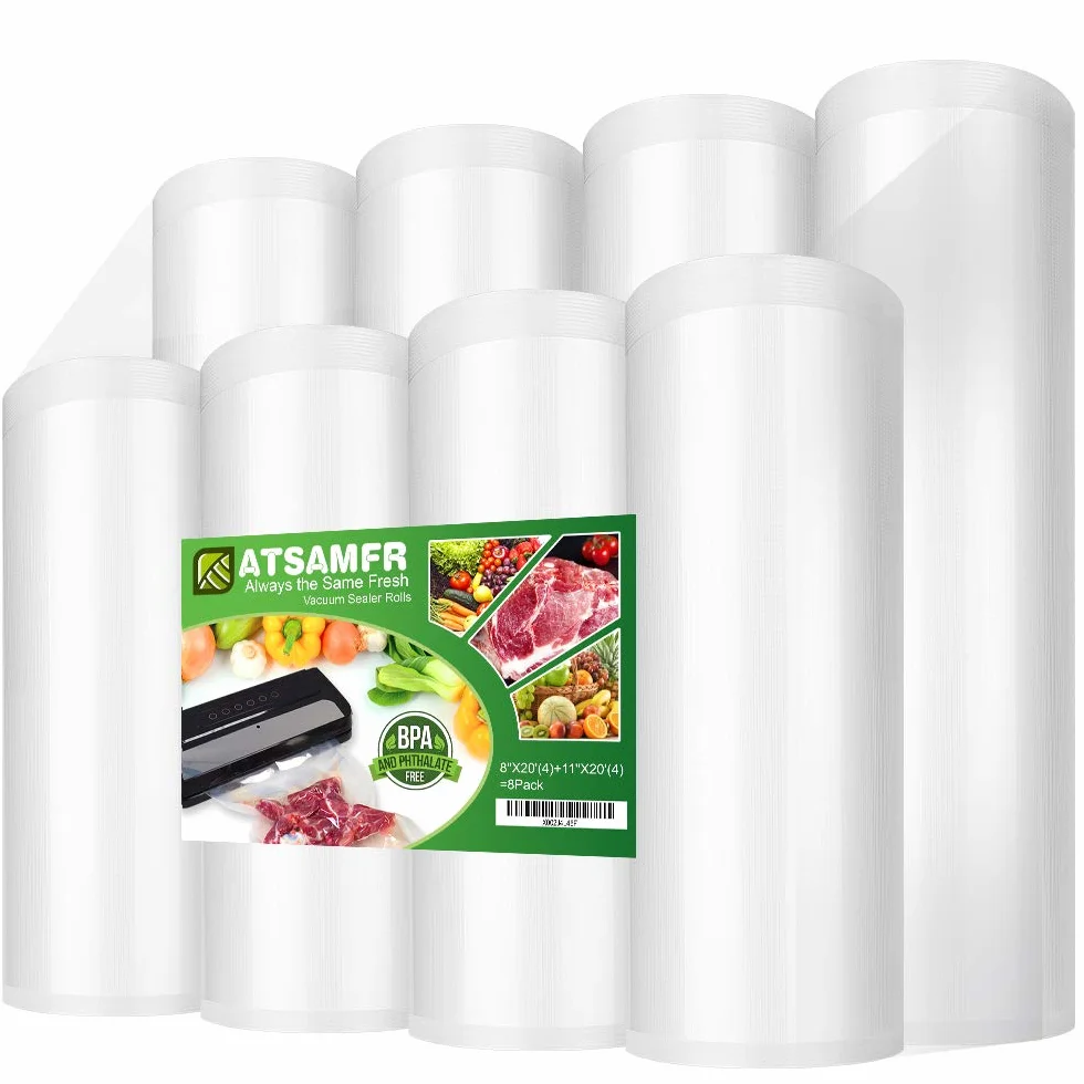 Premium!! ATSAMFR 8 sztuk 20 cm x 50 cm (4 rolki) i 38 x 50 cm (4 rolki) worki do zgrzewania próżniowego w rolkach bez BPA