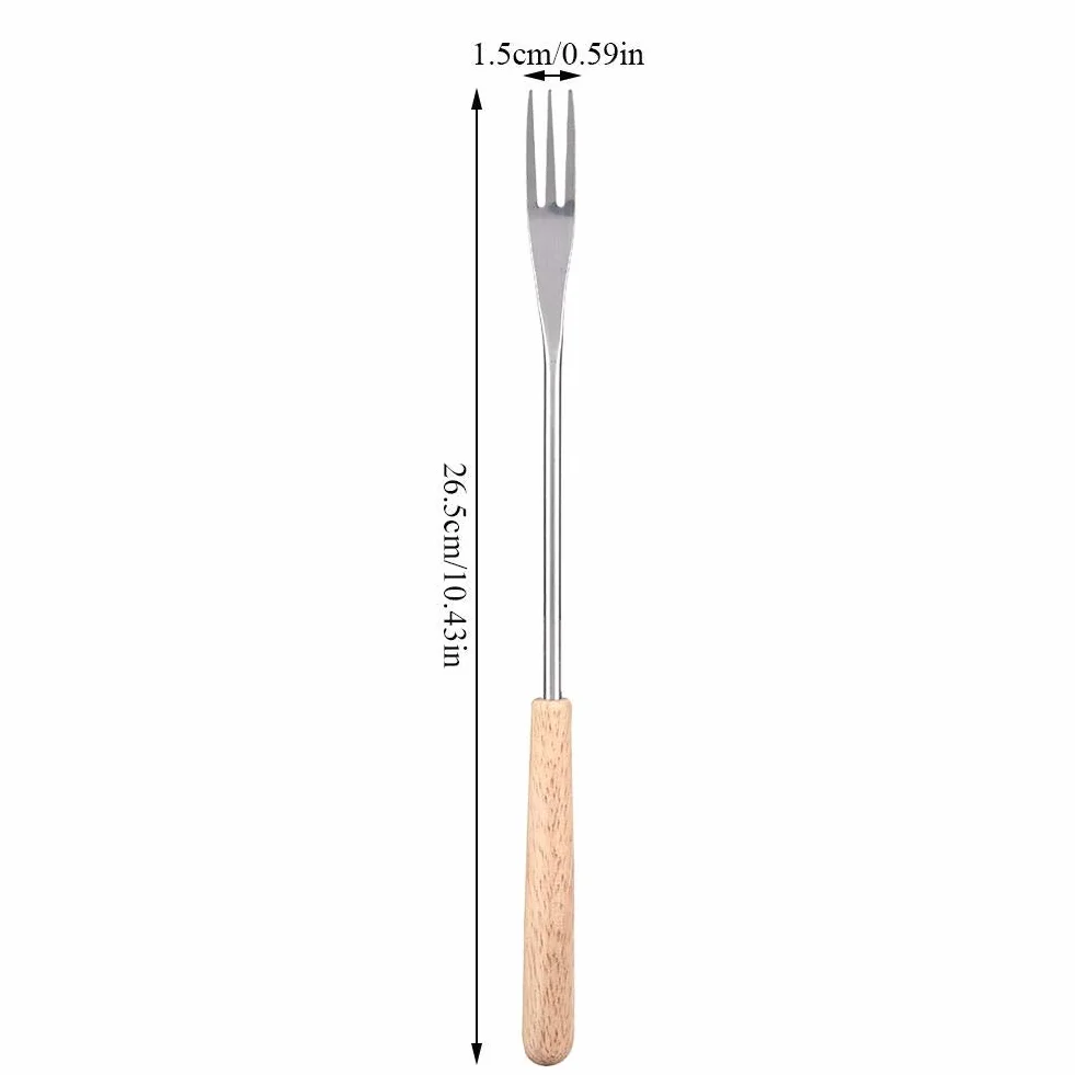 10,5 "drewniany uchwyt widelec do grilla pałeczka do pieczenia szpikulec na kemping piknik grillowanie narzędzia do grillowania