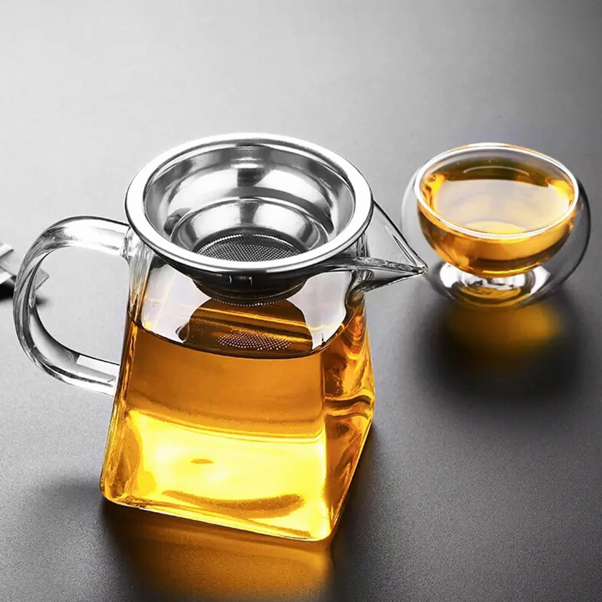 YUEMING Zaparzacz do Herbaty Ziół Czajnik Szklany Imbryk, Szklany Zaparzacz do Herbaty żAroodporny, Dzbanek Herbaty Szklany 550ml Dzbanek do Herbaty z Sitkiem ze Stali Nierdzewnej do Parzenia Herbaty